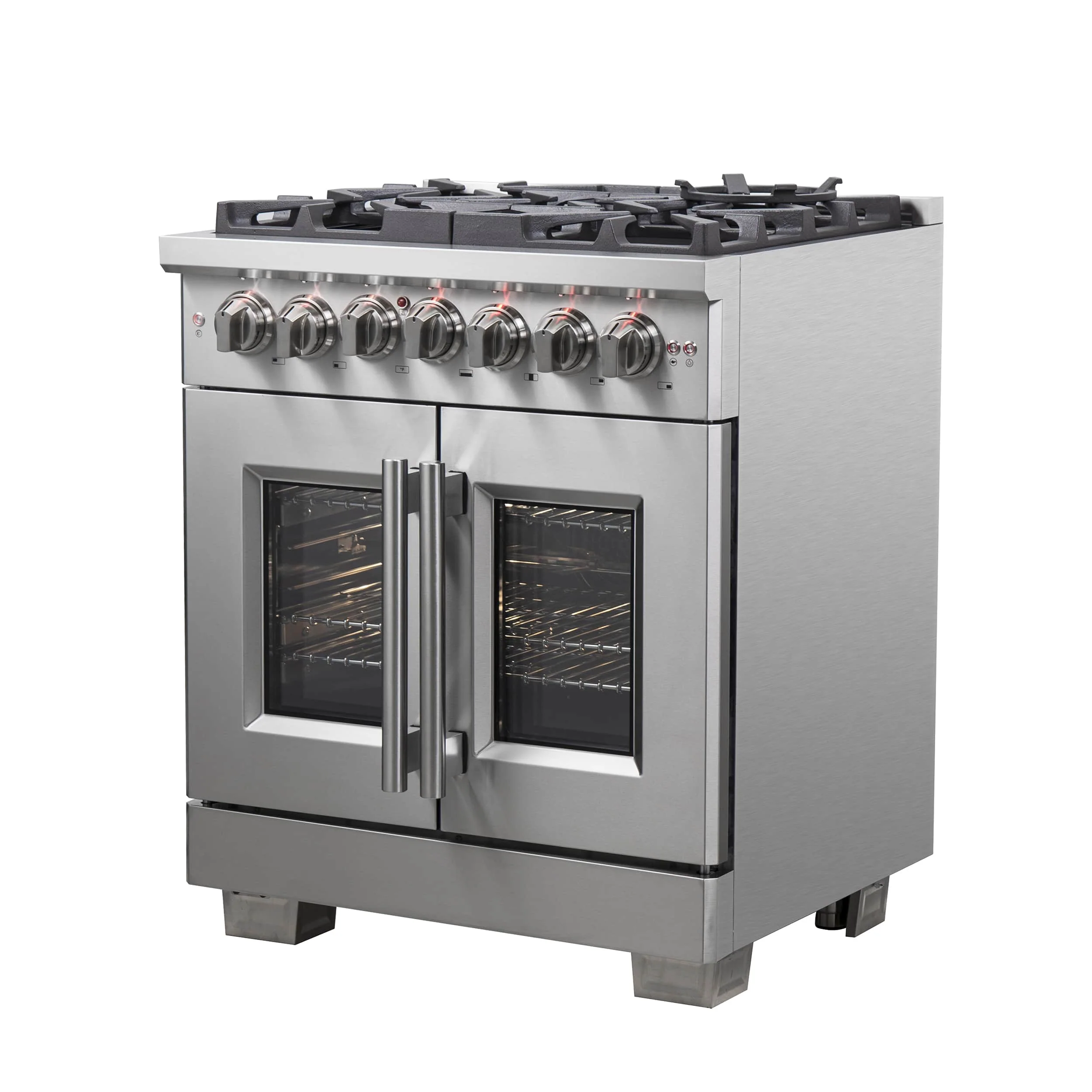 Forno 30-Inch Capriasca Dual Fuel Range with 5 Gas Burners, 100,000 BTUs, and French Door Electric Oven in Stainless Steel (FFSGS6387-30) - Image 4