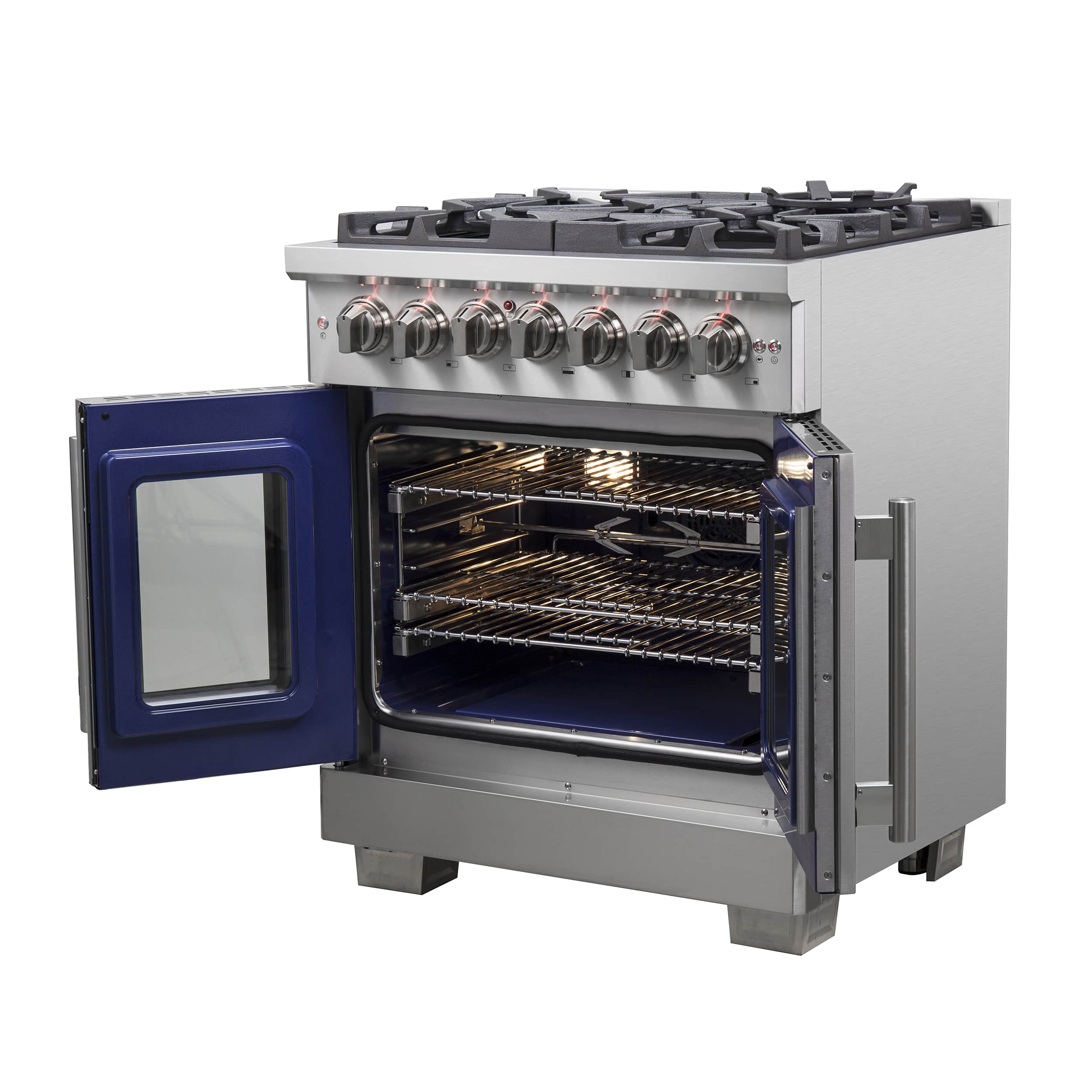 Forno 30-Inch Capriasca Dual Fuel Range with 5 Gas Burners, 100,000 BTUs, and French Door Electric Oven in Stainless Steel (FFSGS6387-30) - Image 5