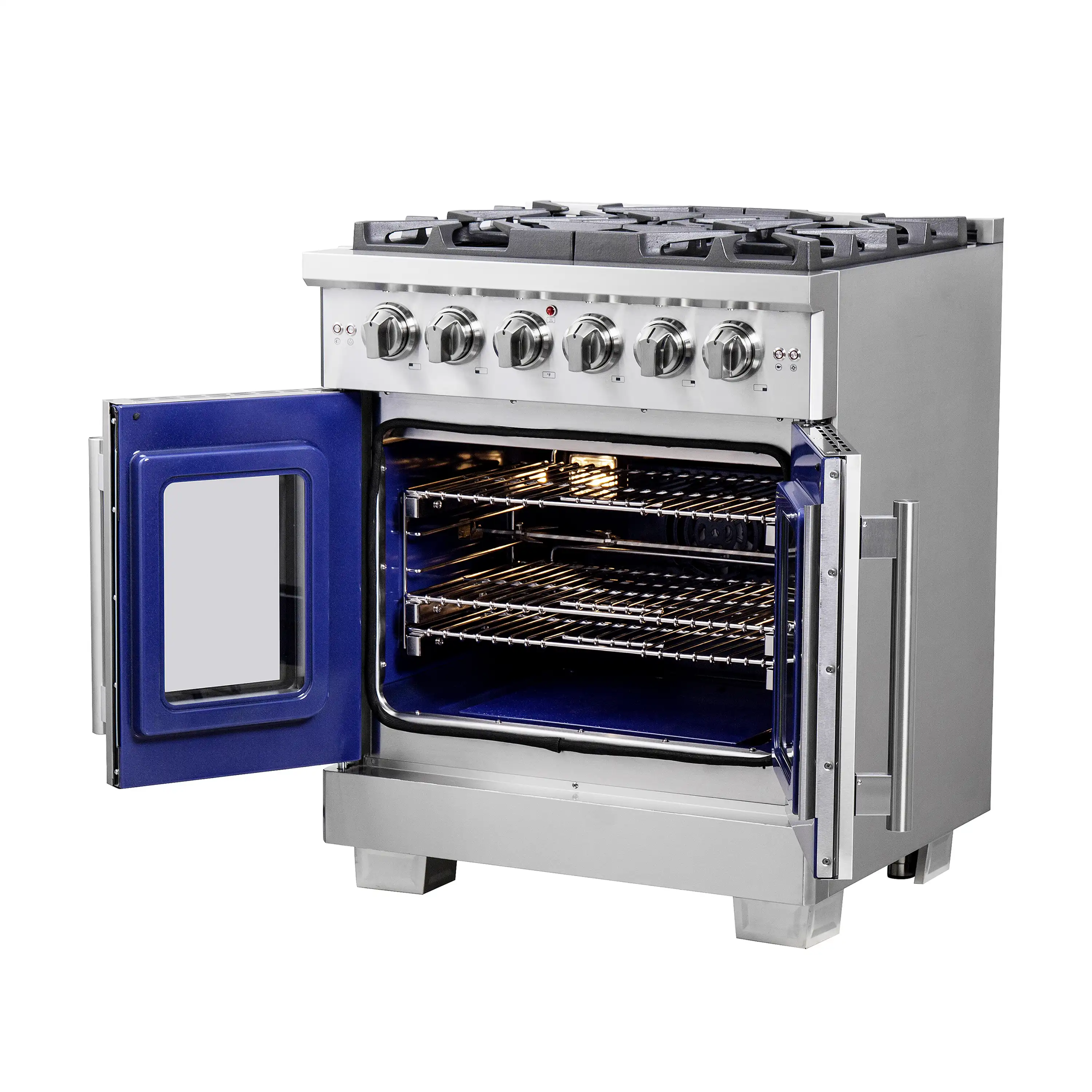 Forno 30-Inch Capriasca Gas Range with 5 Gas Burners, 100,000 BTUs, and French Door Gas Oven in Stainless Steel (FFSGS6460-30) - Image 7