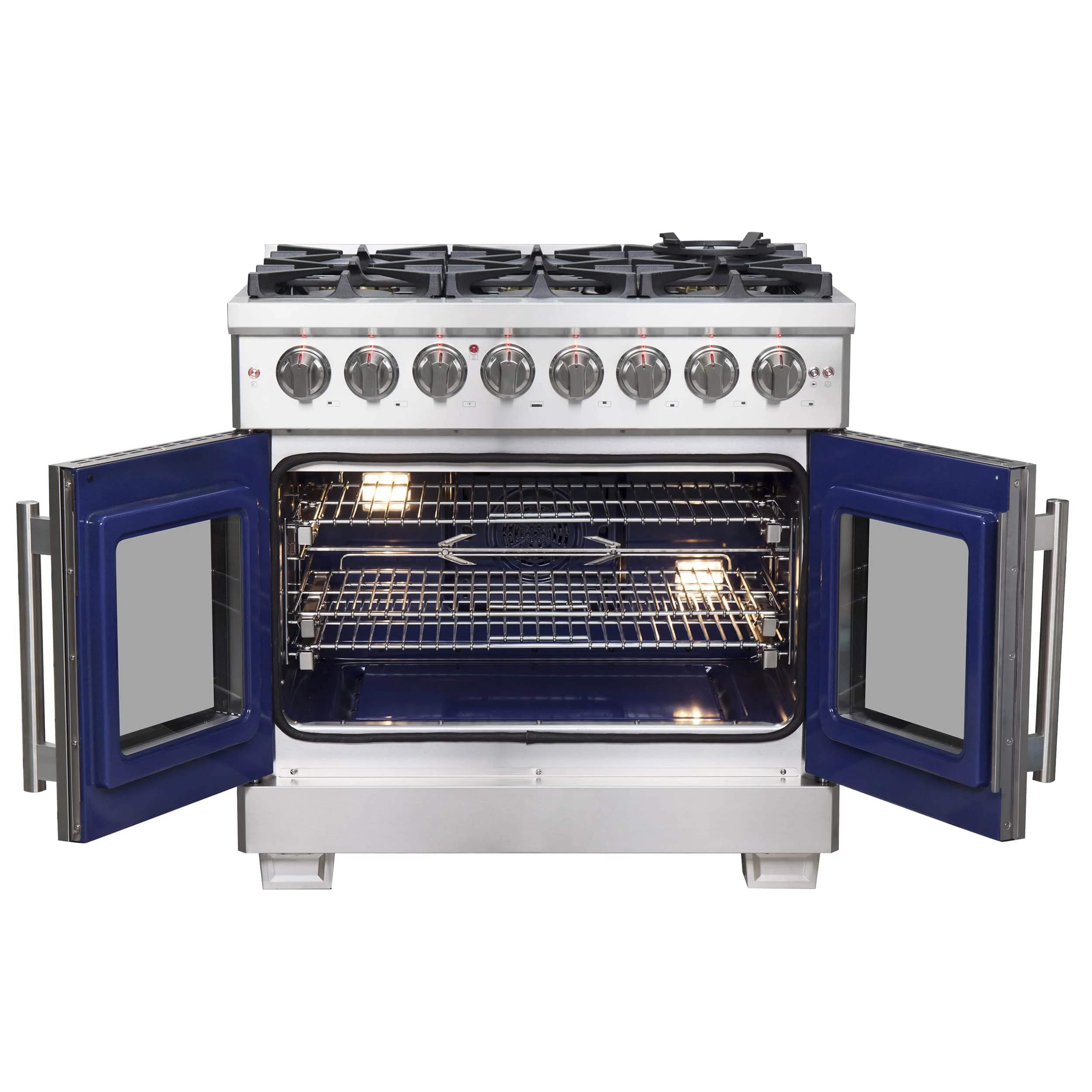 Forno 36-Inch Capriasca Freestanding French Door Dual Fuel Range with 6 Gas Burners, 120,000 BTUs & Electric Oven in Stainless Steel (FFSGS6387-36) - Image 3