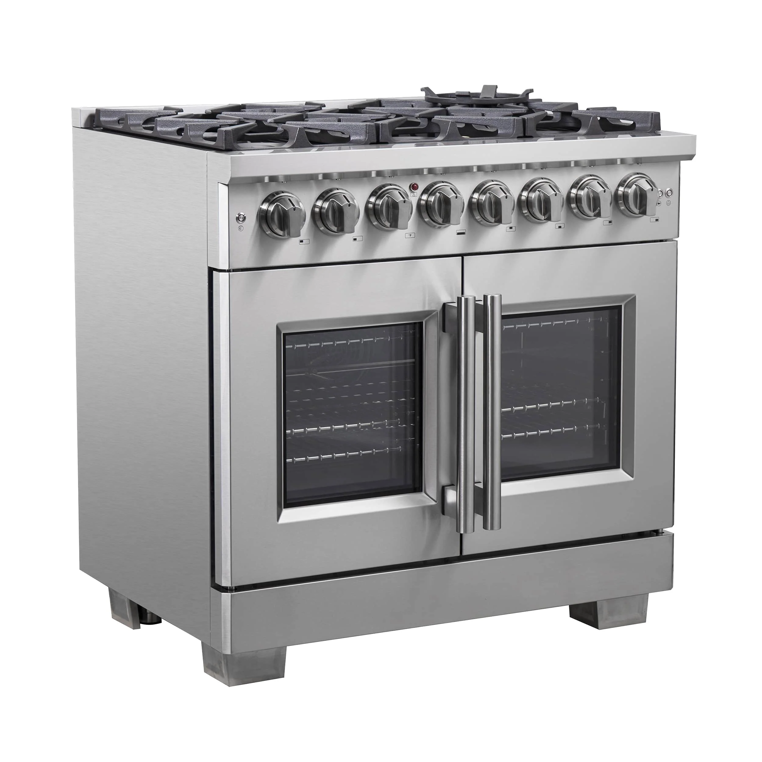 Forno 36-Inch Capriasca Freestanding French Door Dual Fuel Range with 6 Gas Burners, 120,000 BTUs & Electric Oven in Stainless Steel (FFSGS6387-36) - Image 4