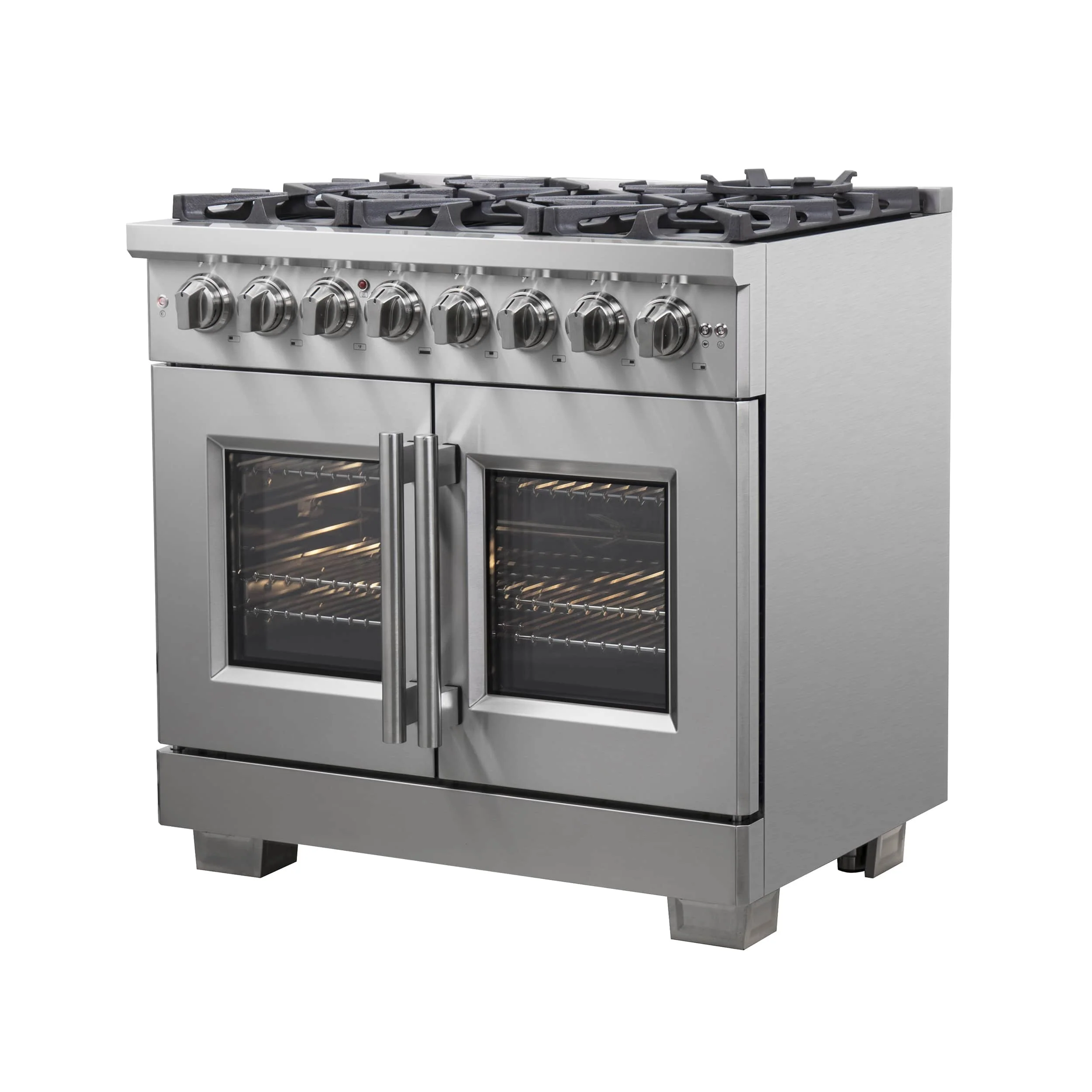 Forno 36-Inch Capriasca Freestanding French Door Dual Fuel Range with 6 Gas Burners, 120,000 BTUs & Electric Oven in Stainless Steel (FFSGS6387-36) - Image 6