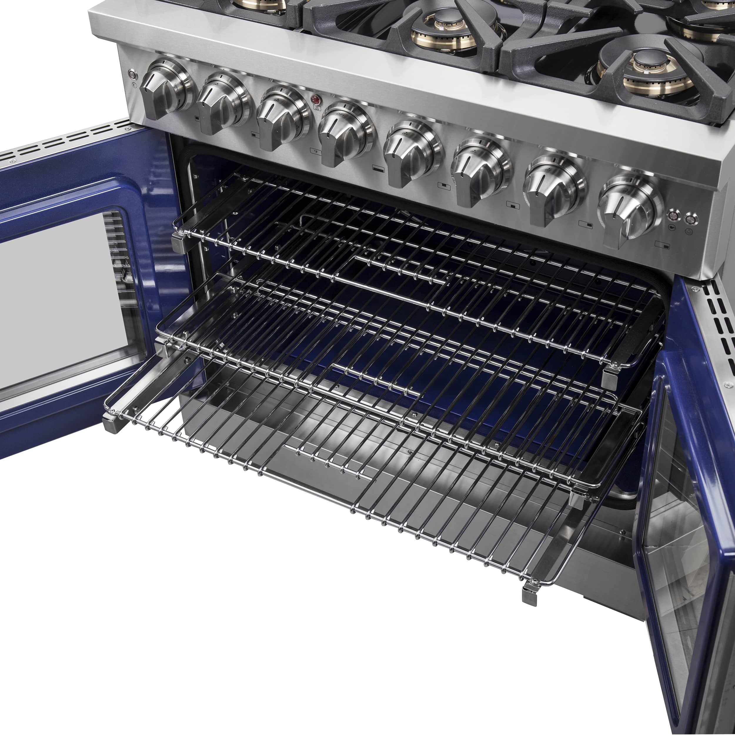 Forno 36-Inch Capriasca Freestanding French Door Dual Fuel Range with 6 Gas Burners, 120,000 BTUs & Electric Oven in Stainless Steel (FFSGS6387-36) - Image 8