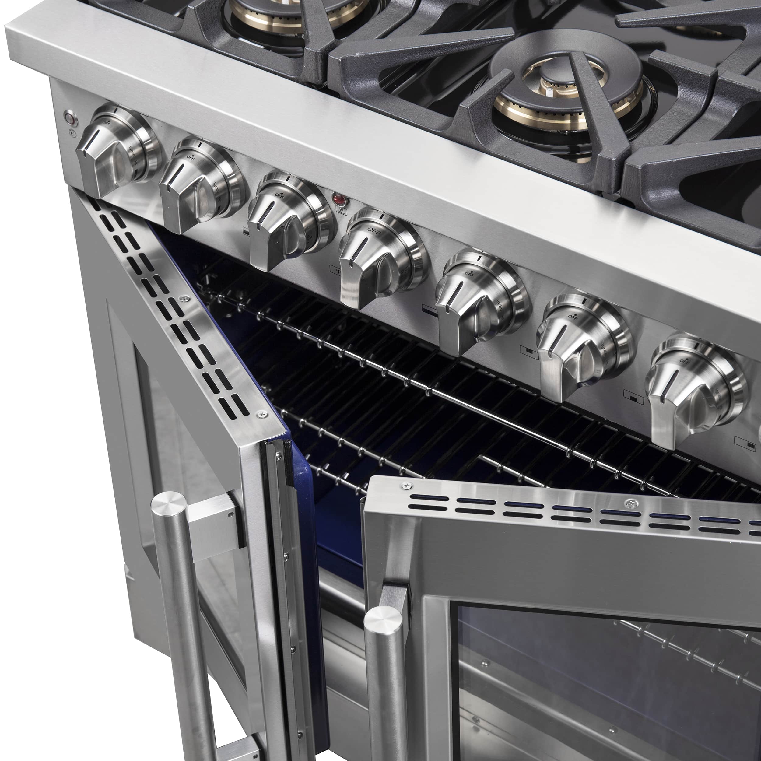 Forno 36-Inch Capriasca Freestanding French Door Dual Fuel Range with 6 Gas Burners, 120,000 BTUs & Electric Oven in Stainless Steel (FFSGS6387-36) - Image 9