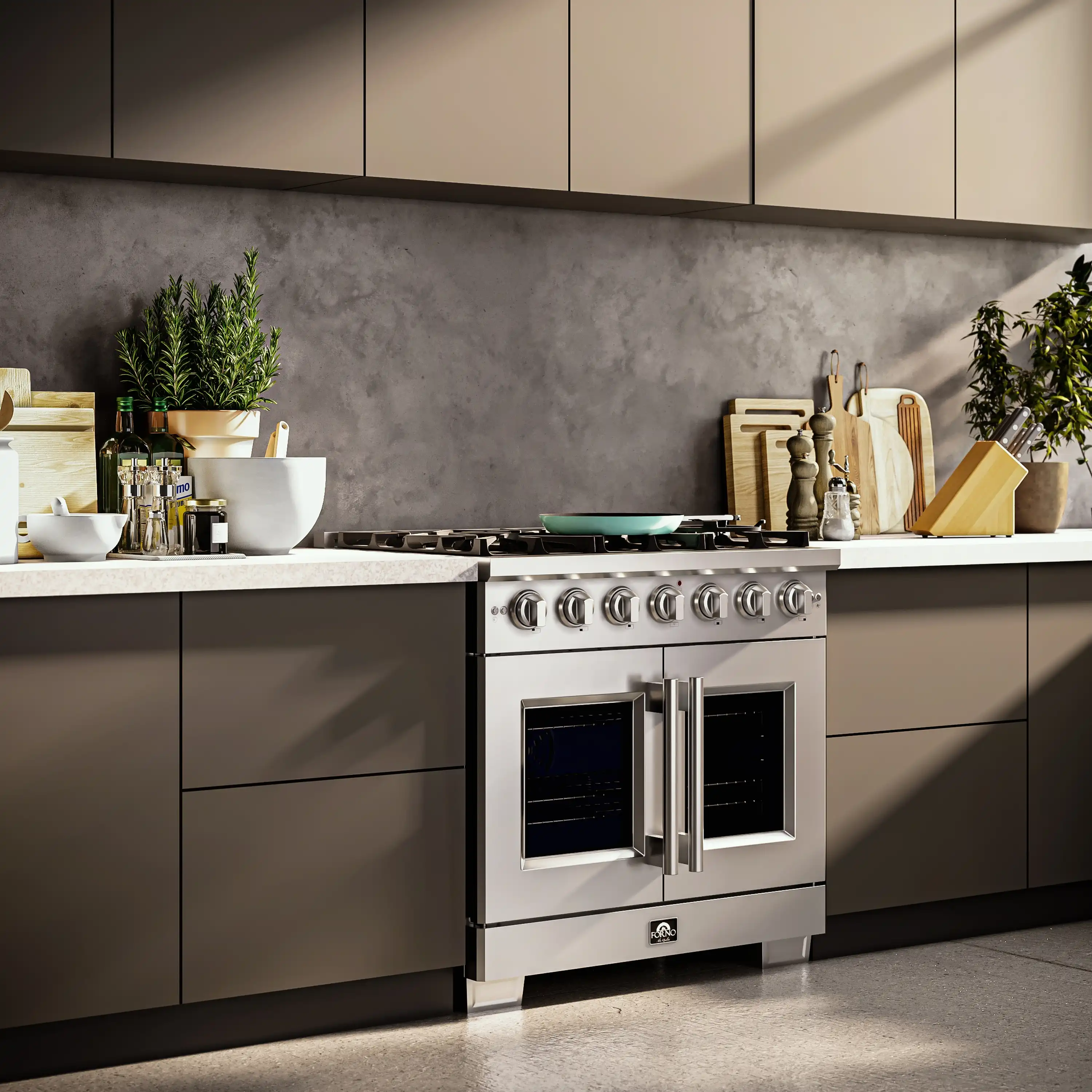 Forno 36-Inch Capriasca Gas Range with 6 Burners, 120,000 BTUs, & French Door Gas Oven in Stainless Steel (FFSGS6460-36) - Image 3
