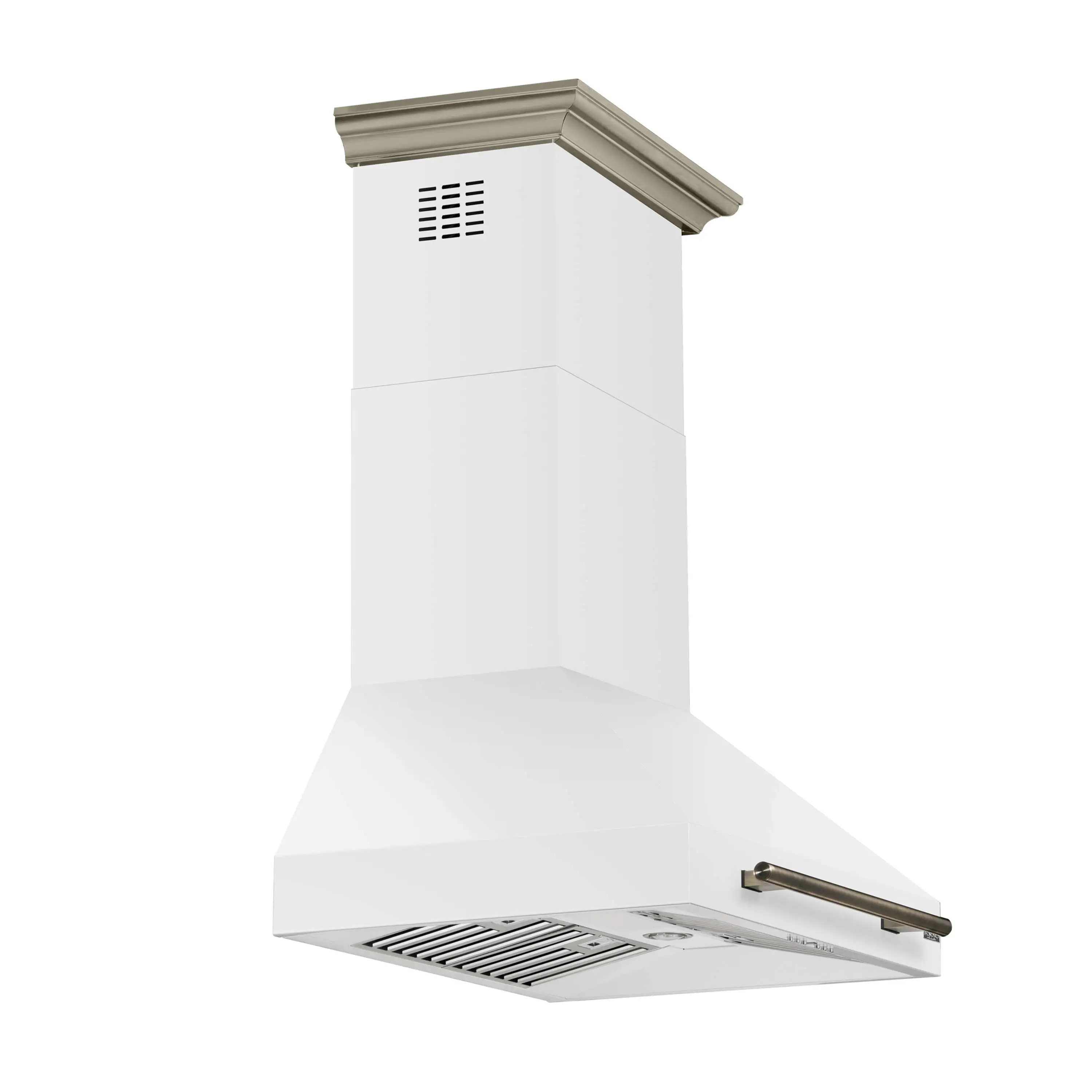 Forno 4-Piece Appliance Package - 30-Inch Electric Range, Wall Mount Range Hood, 60-Inch Refrigerator, and Dishwasher in White with Antique Brass Handle - Image 16