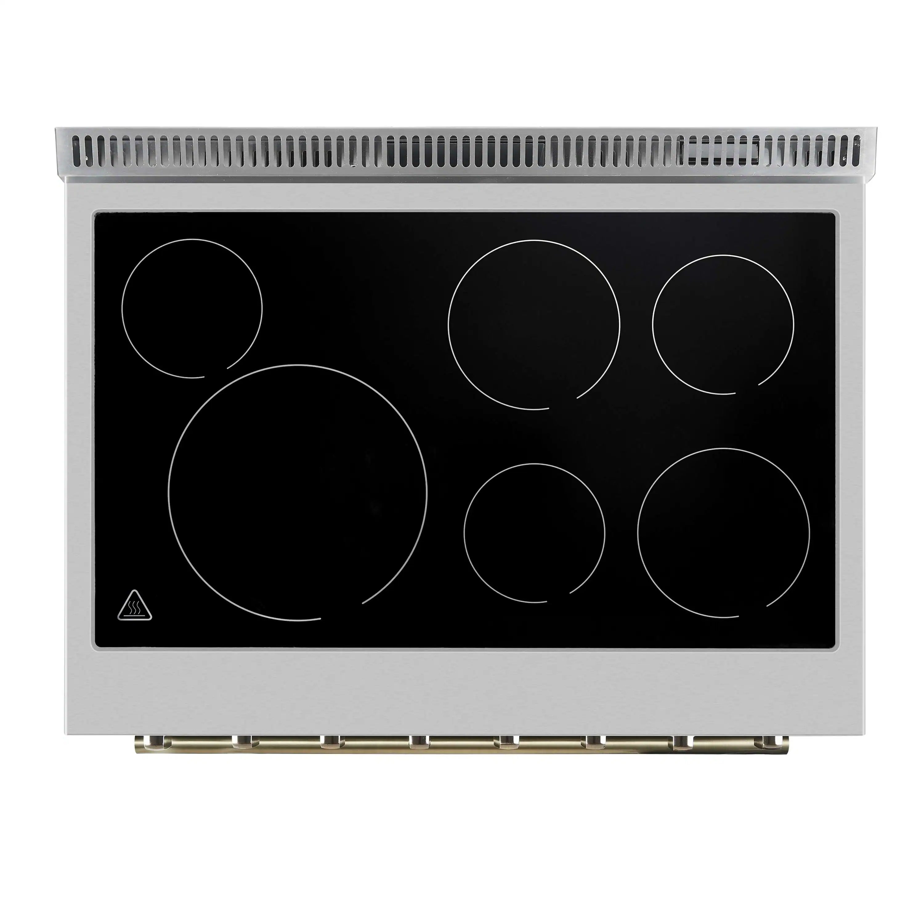 Forno 4-Piece Appliance Package - 36-Inch Electric Range, Wall Mount Range Hood, 36-Inch Refrigerator, and Dishwasher in White with Antique Brass Handle - Image 9