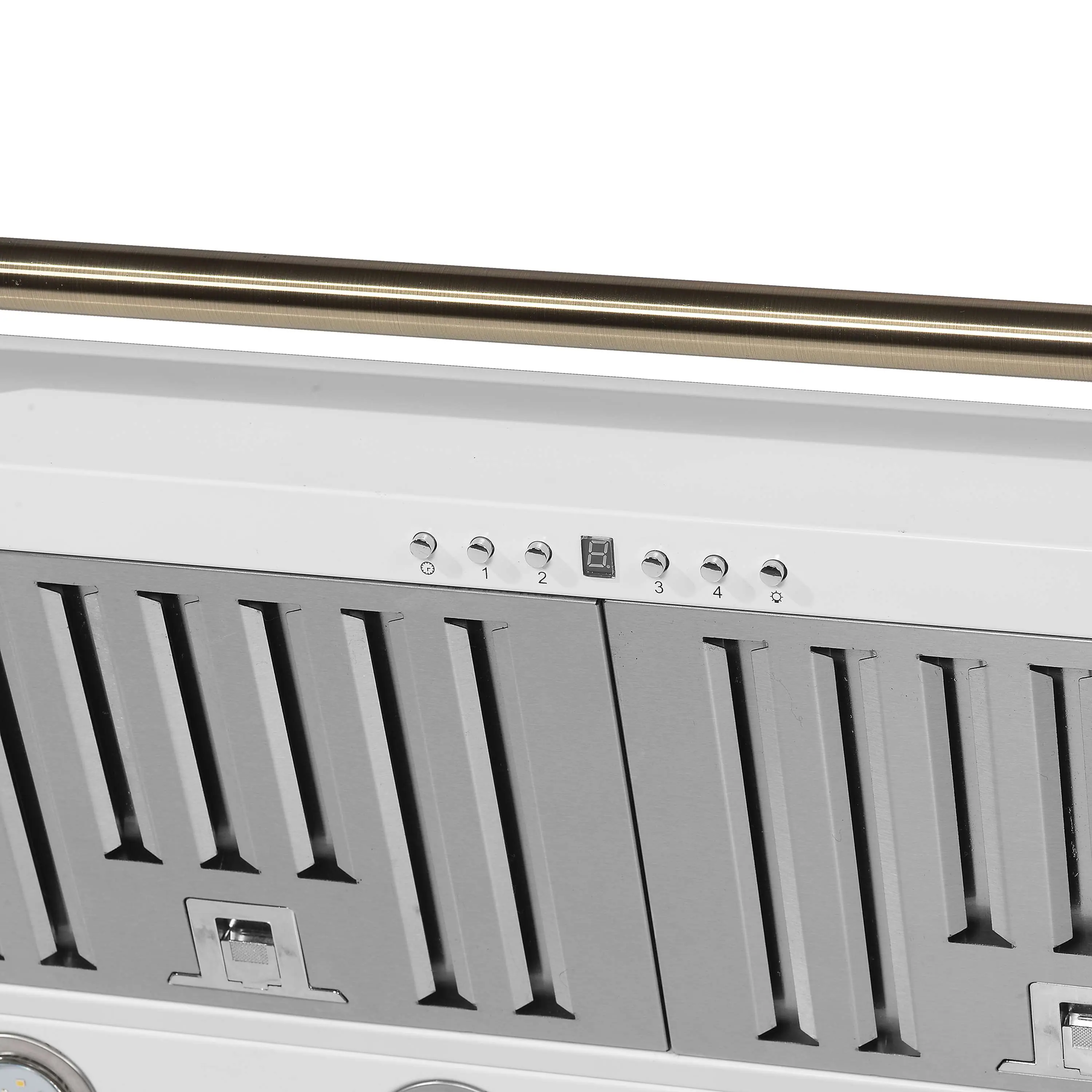 Forno 4-Piece Appliance Package - 36-Inch Electric Range, Wall Mount Range Hood, 60-Inch Refrigerator, and Dishwasher in White with Antique Brass Handle - Image 18