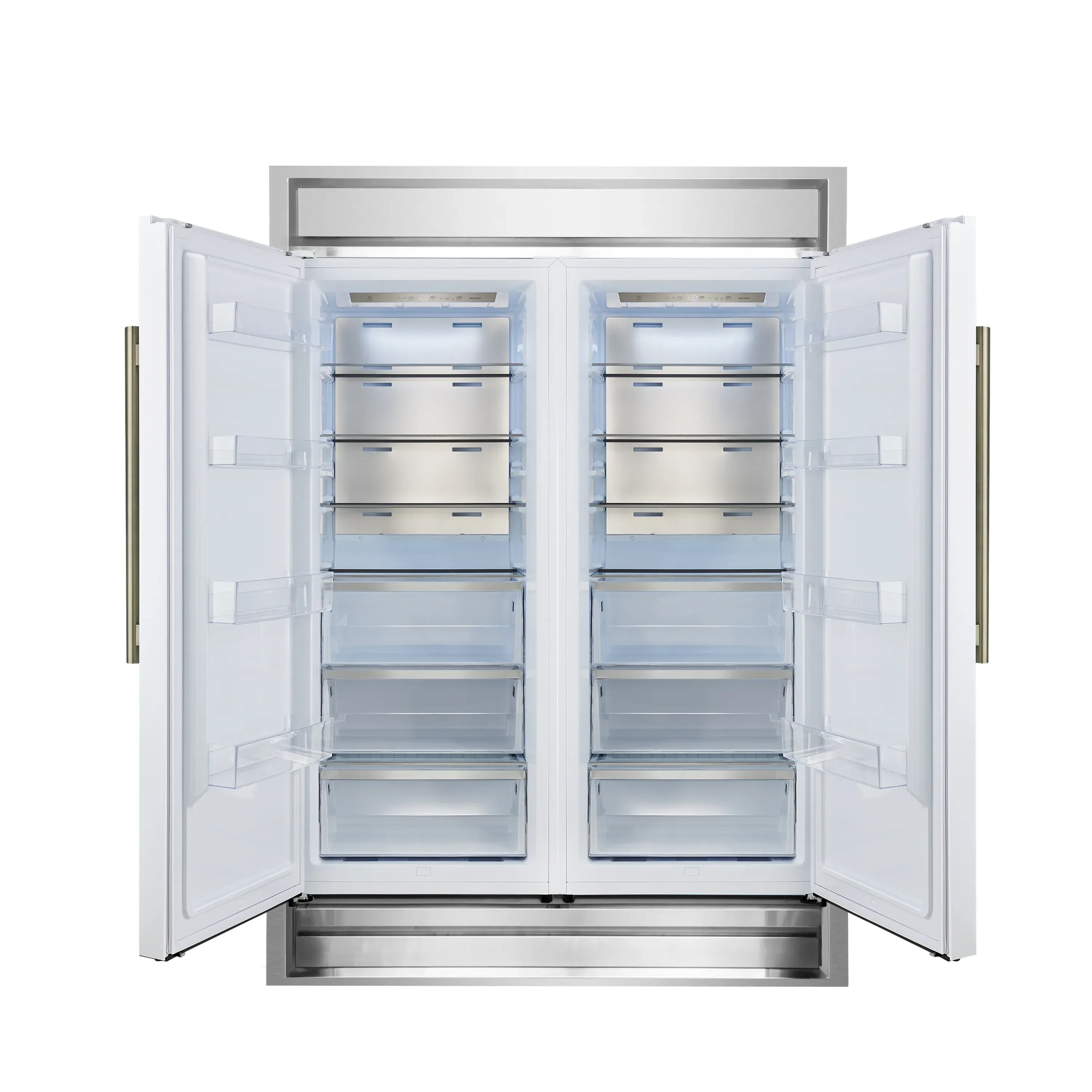 Forno 4-Piece Appliance Package - 36-Inch Electric Range, Wall Mount Range Hood, 60-Inch Refrigerator, and Dishwasher in White with Antique Brass Handle - Image 25