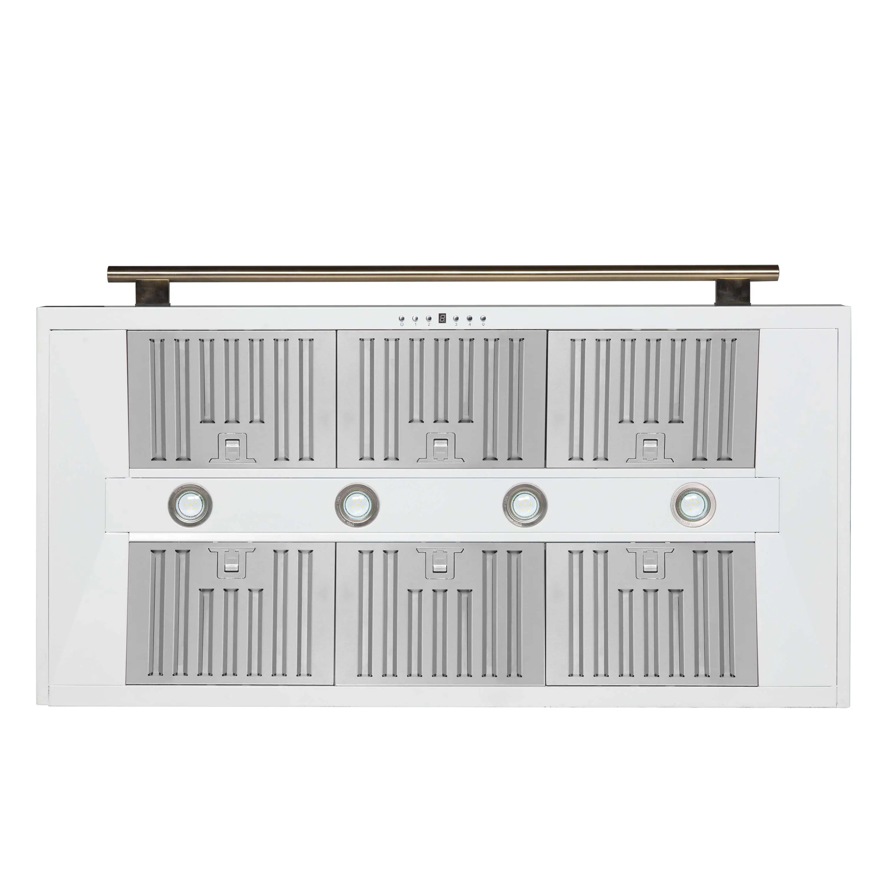 Forno 4-Piece Appliance Package - 48-Inch Electric Range, Wall Mount Range Hood, 36-Inch Refrigerator, and Dishwasher in White with Antique Brass Handle - Image 19