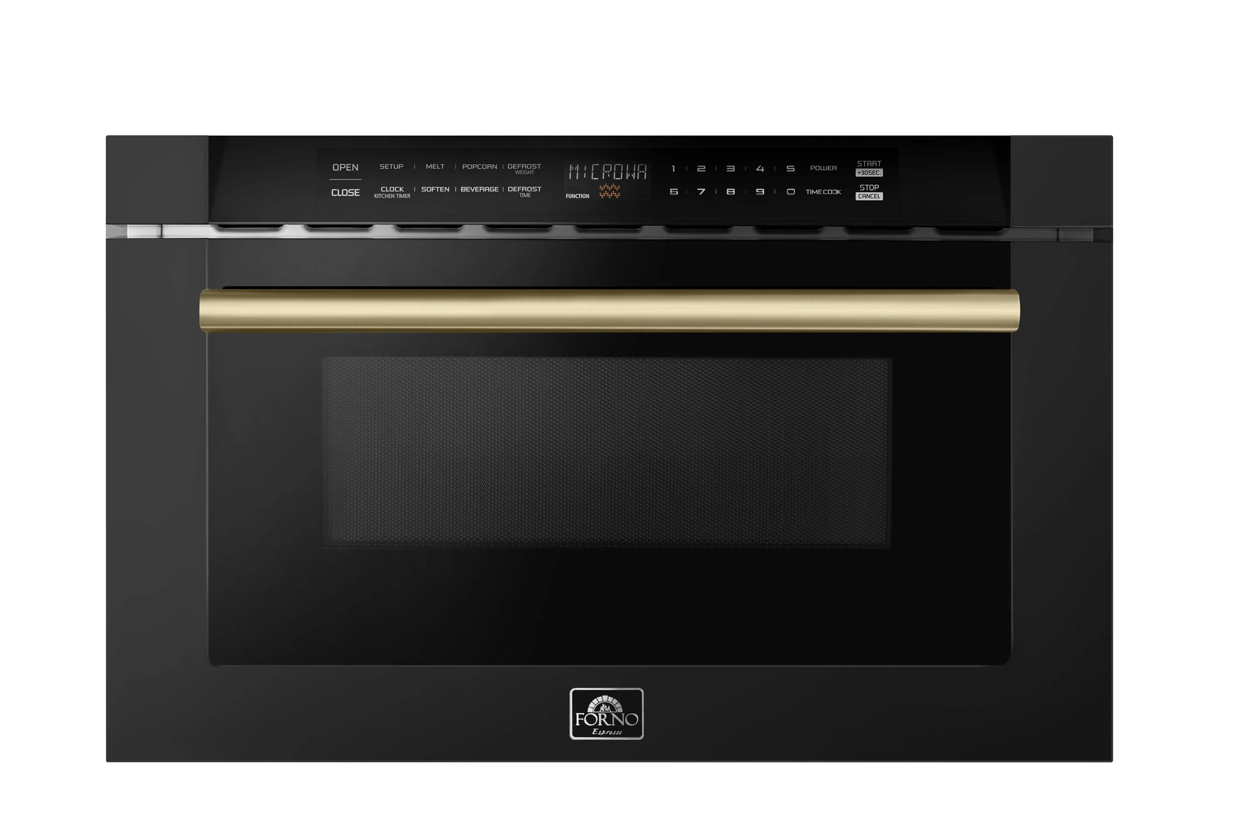Forno 4-Piece Appliance Package - 36-Inch Dual Fuel Range, 60-Inch Convertible Refrigerator with Modern Grille Trim, Dishwasher, and 24-Inch Microwave Drawer in Black with Antique Brass Handle - Image 31