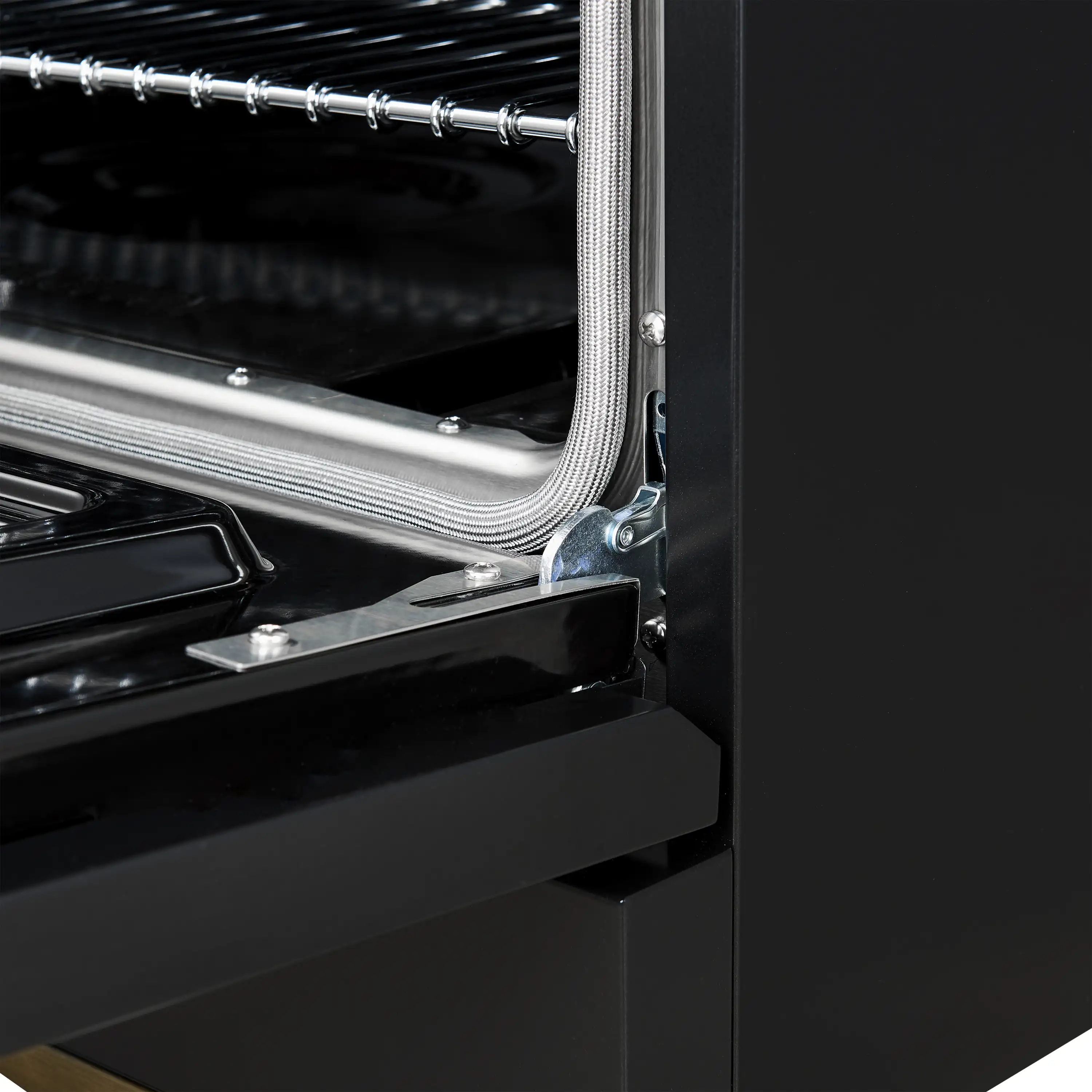 Forno 4-Piece Appliance Package - 36-Inch Dual Fuel Range, 60-Inch Convertible Refrigerator with Modern Grille Trim, Dishwasher, and 24-Inch Microwave Drawer in Black with Antique Brass Handle - Image 9