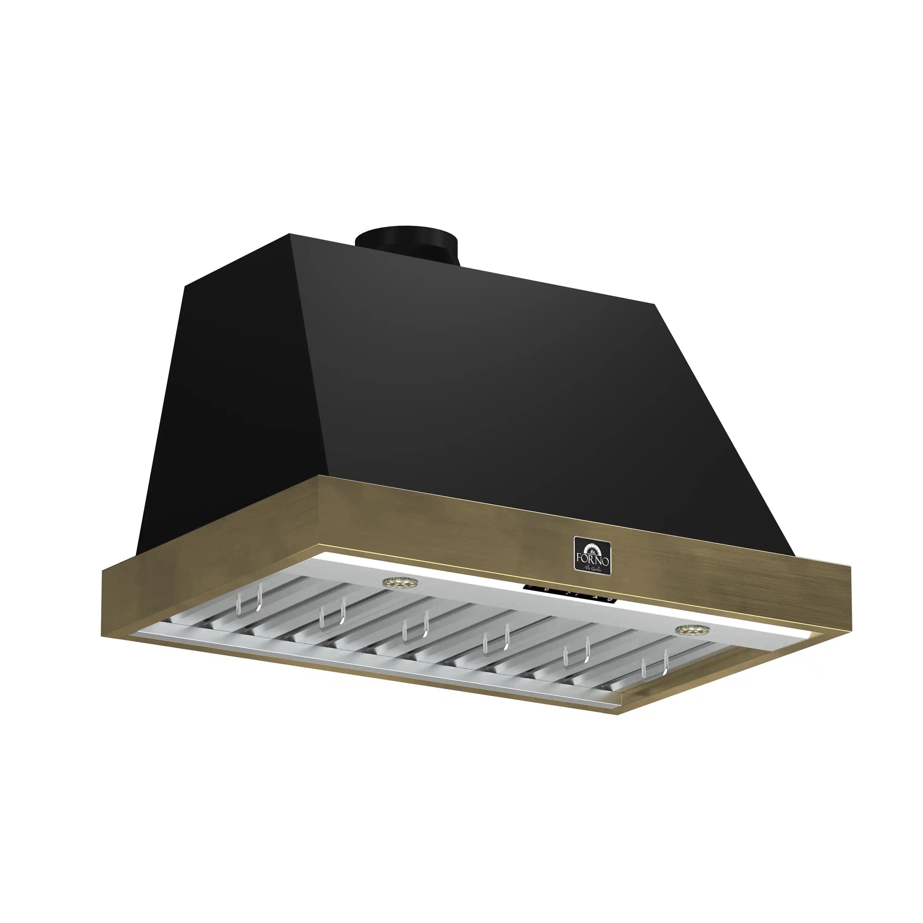 Forno 4-Piece Appliance Package - 36-Inch Gas Range, Wall Mount Range Hood, 60-Inch Convertible Refrigerator with Modern Trim, and Dishwasher in Black with Antique Brass Handle - Image 16
