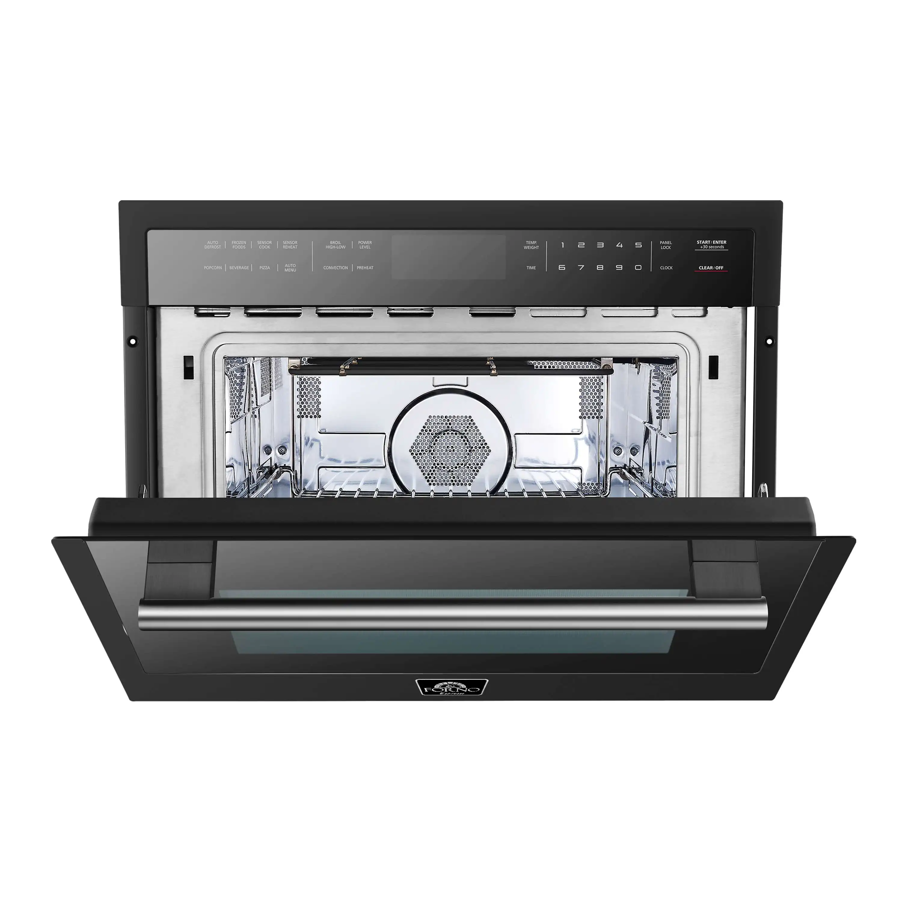 Forno 4-Piece Appliance Package - 36-Inch Gas Range, 60-Inch Convertible Refrigerator with Modern Grille Trim, Dishwasher, and 24-Inch Microwave Oven in Black with Antique Brass Handle - Image 34