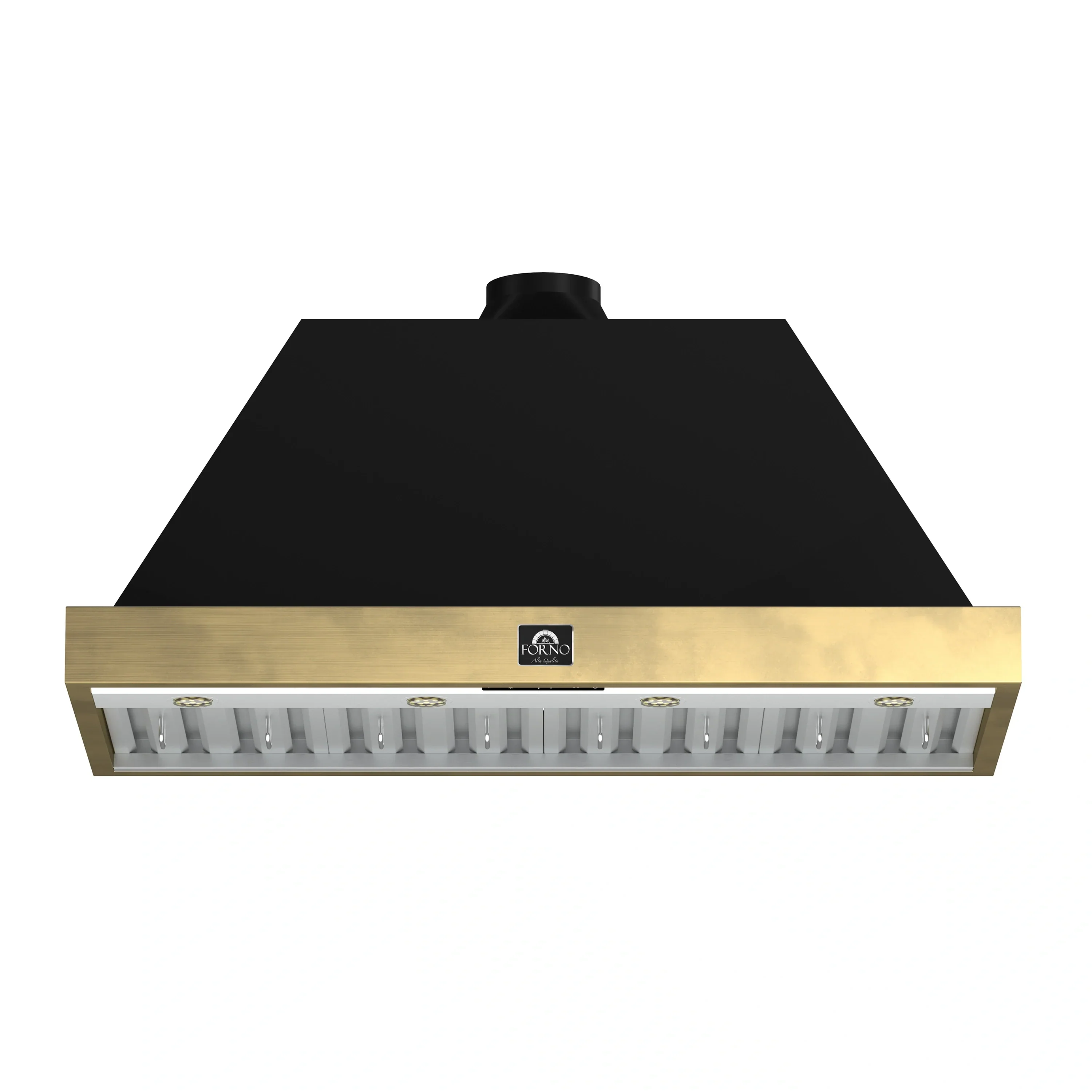 Forno 4-Piece Appliance Package - 48-Inch Dual Fuel Range, 60-Inch Convertible Refrigerator with Modern Trim, Dishwasher, in Black with Antique Brass Handle - Image 13