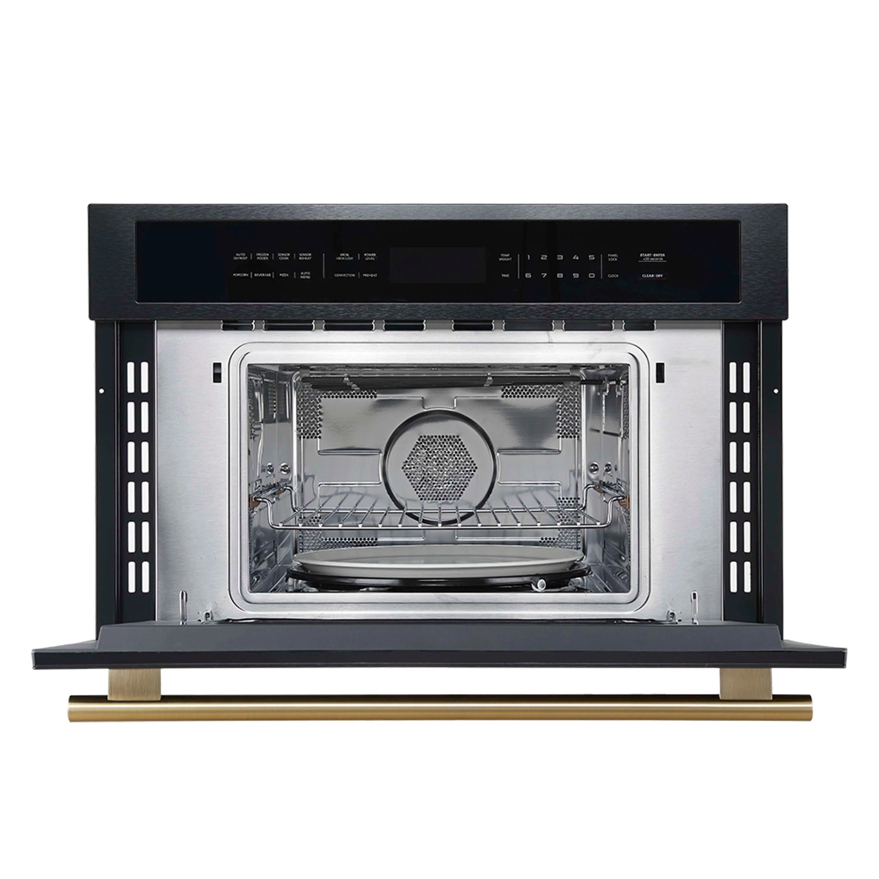Forno 4-Piece Appliance Package - 48-Inch Gas Range, 60-Inch Convertible Refrigerator with Modern Trim, Dishwasher, and 30-Inch Microwave Oven in Black with Antique Brass Handle - Image 37
