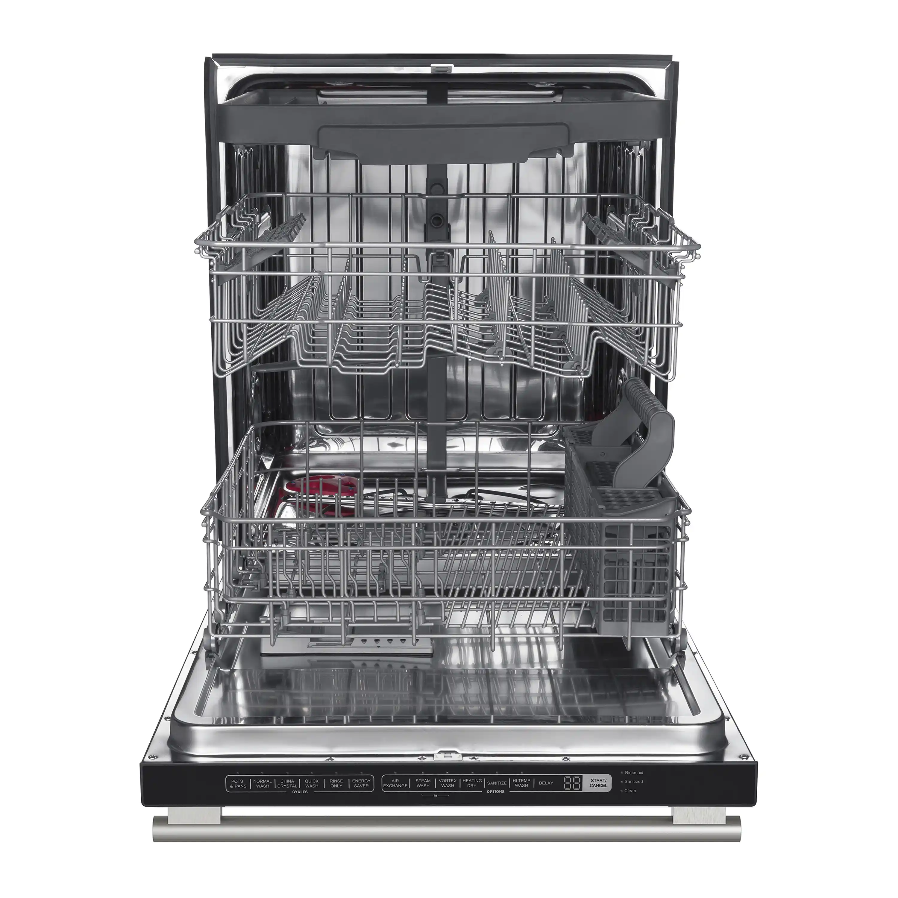 Forno 4-Piece Appliance Package - 48-Inch Gas Range, 60-Inch Convertible Refrigerator with Modern Trim, Dishwasher, in Black with Antique Brass Handle - Image 42