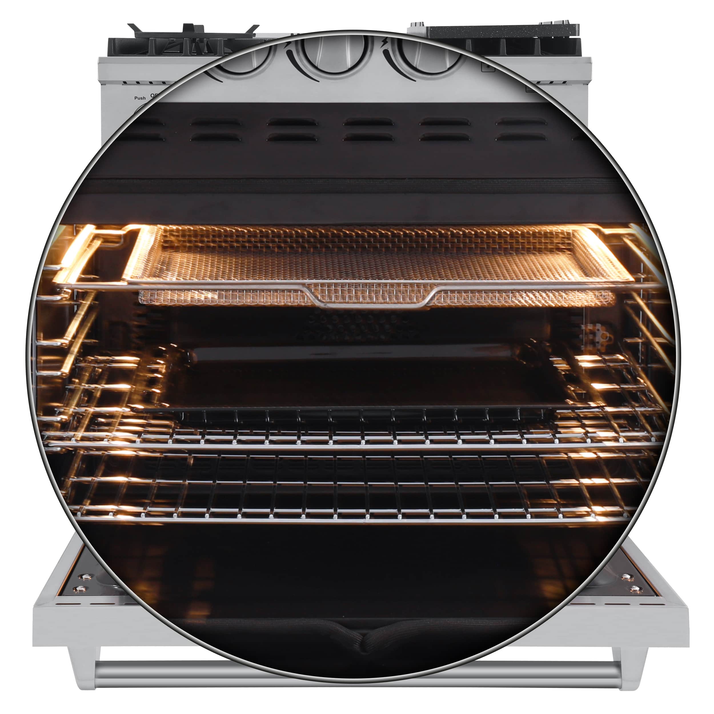 Forno 4-Piece Appliance Package - 30-Inch Dual Fuel Range with Air Fryer, Refrigerator, Wall Mount Hood, & 3-Rack Dishwasher in Stainless Steel - Image 7