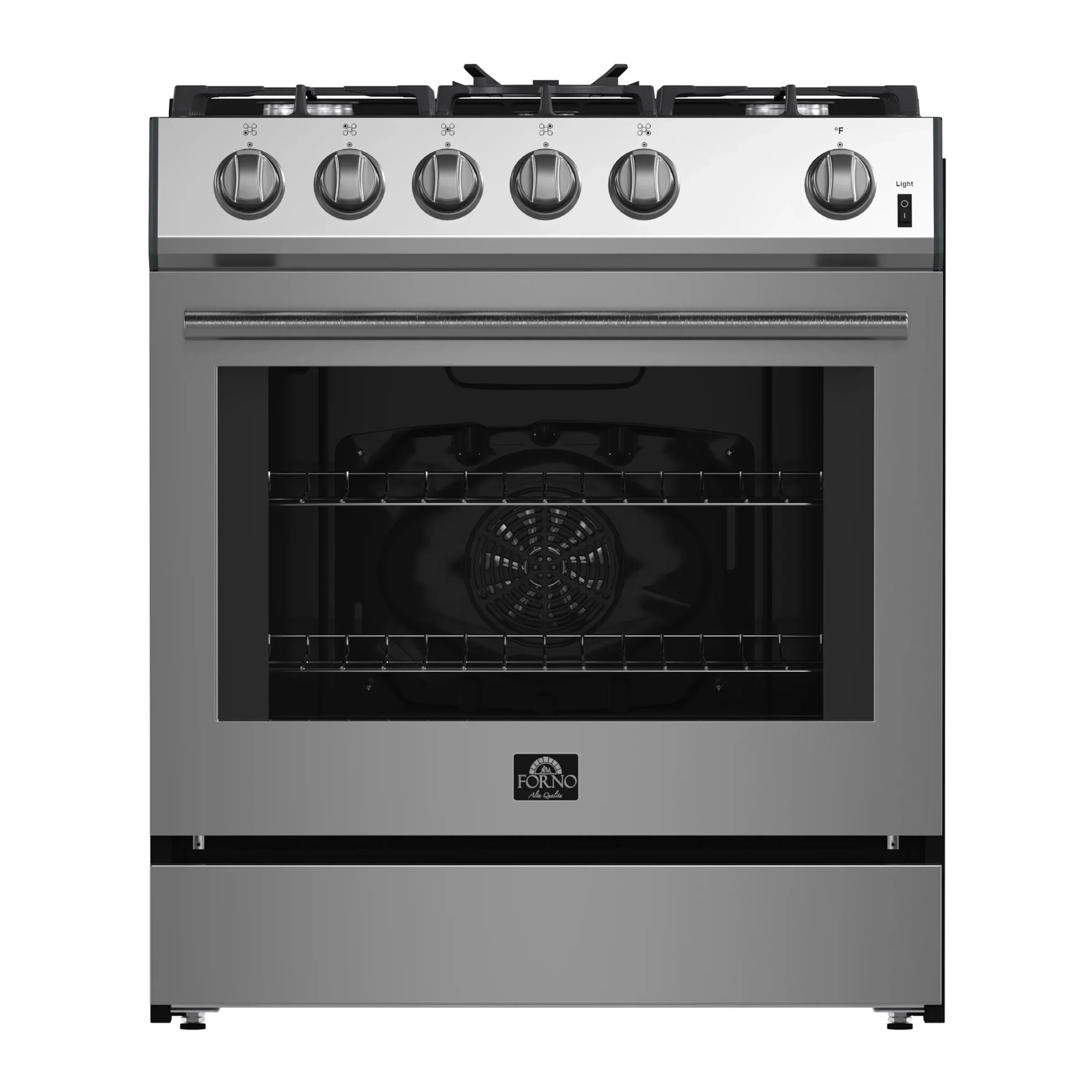 Forno 4-Piece Appliance Package - 30-Inch Espresso Gas Range , Wall Mount Range Hood, 36-Inch French Door Refrigerator, and Dishwasher in Stainless Steel - Image 2