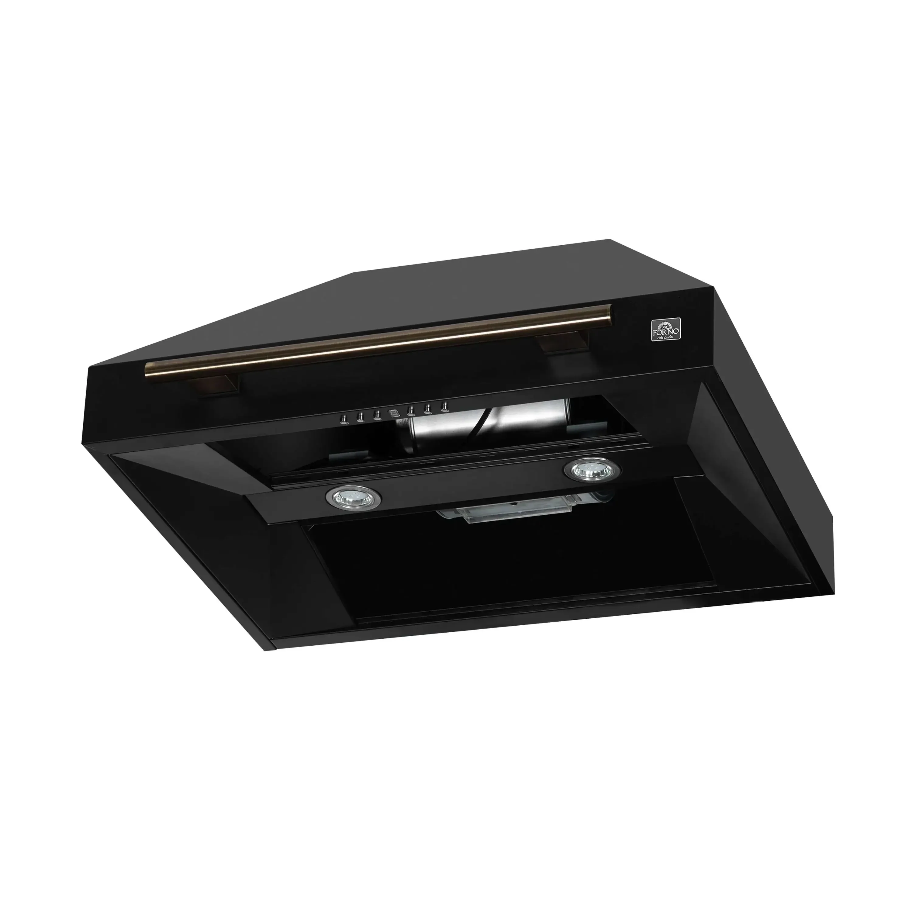 Forno 4-Piece Appliance Package - 30-Inch Espresso Gas Range , Wall Mount Range Hood, 60-Inch Built-In Convertible Refrigerator, and Dishwasher in Black with Antique Brass Handle - Image 24