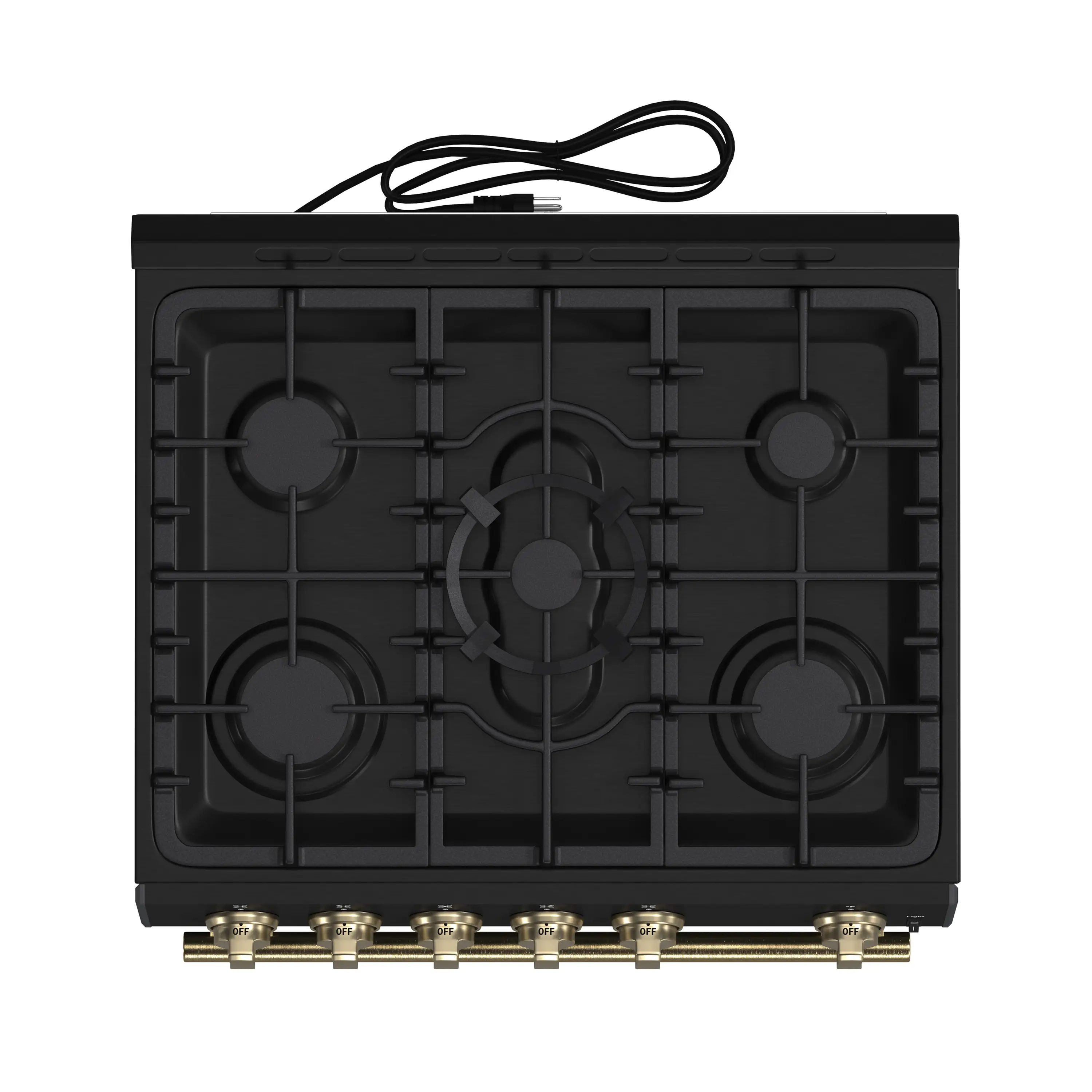 Forno 4-Piece Appliance Package - 30-Inch Espresso Gas Range , Wall Mount Range Hood, 60-Inch Built-In Convertible Refrigerator, and Dishwasher in Black with Antique Brass Handle - Image 8