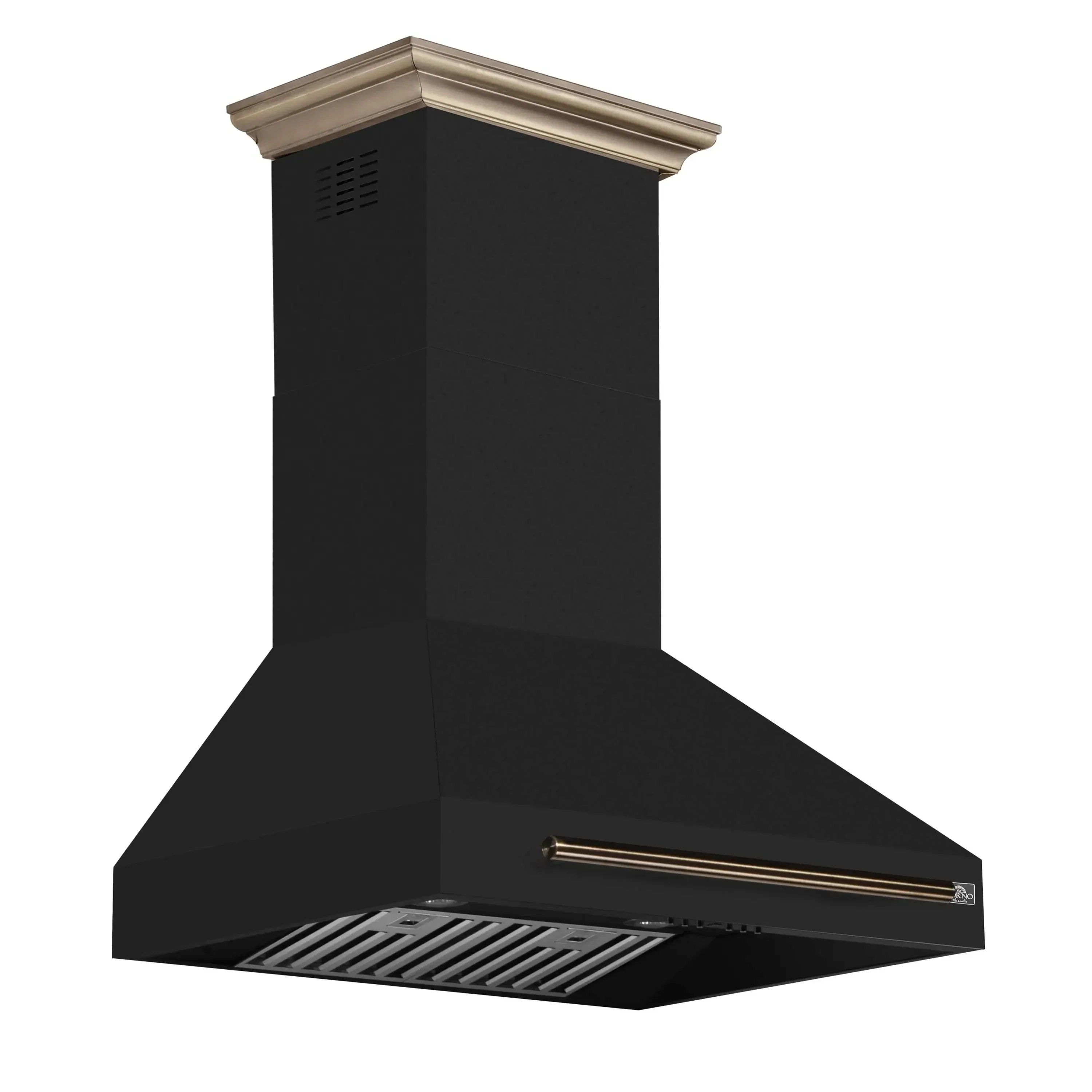 Forno 4-Piece Appliance Package - 30-Inch Espresso Induction Range , Wall Mount Range Hood, 36-Inch French Door Refrigerator, and Dishwasher in Black with Antique Brass Handle - Image 14