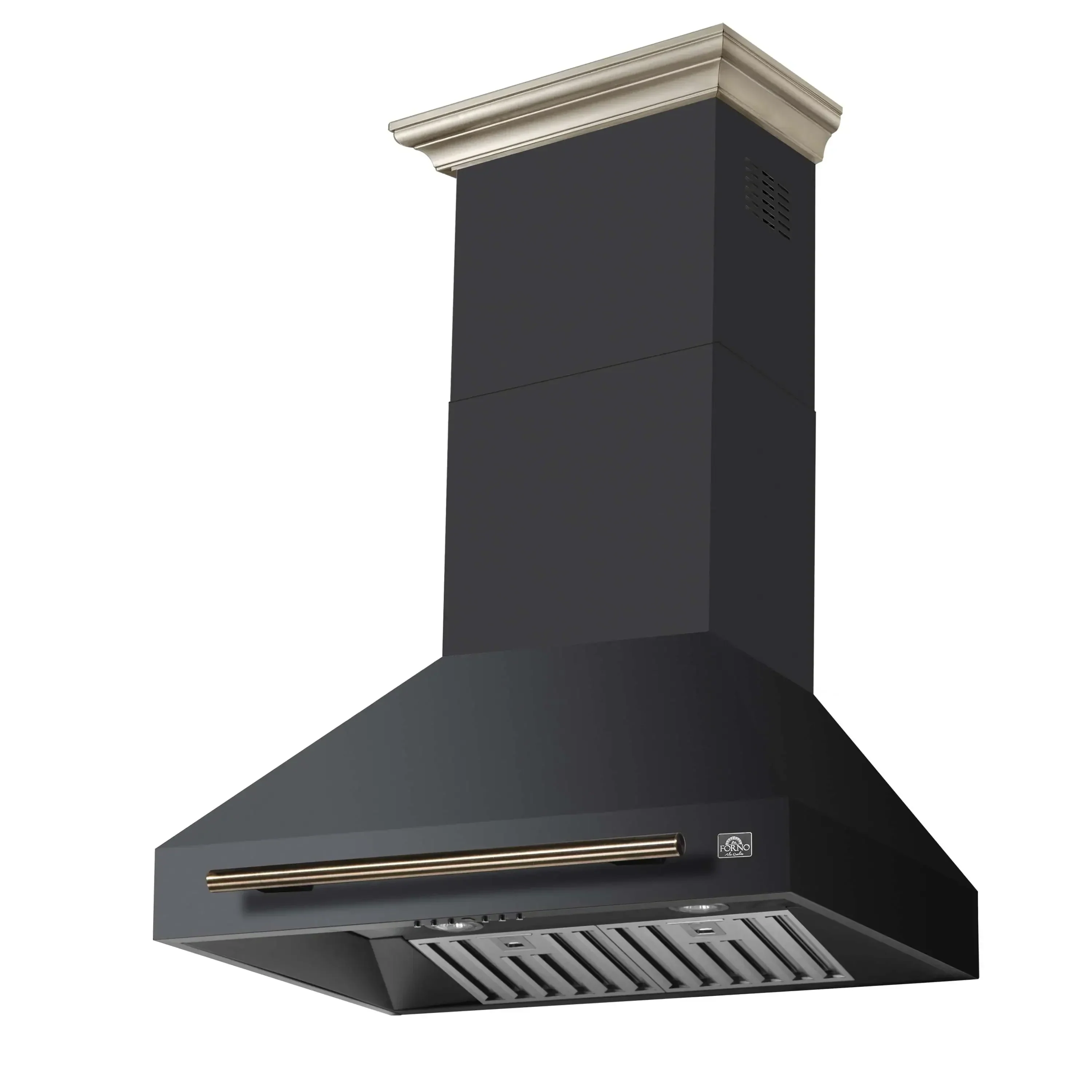 Forno 4-Piece Appliance Package - 30-Inch Espresso Induction Range , Wall Mount Range Hood, 36-Inch French Door Refrigerator, and Dishwasher in Black with Antique Brass Handle - Image 16