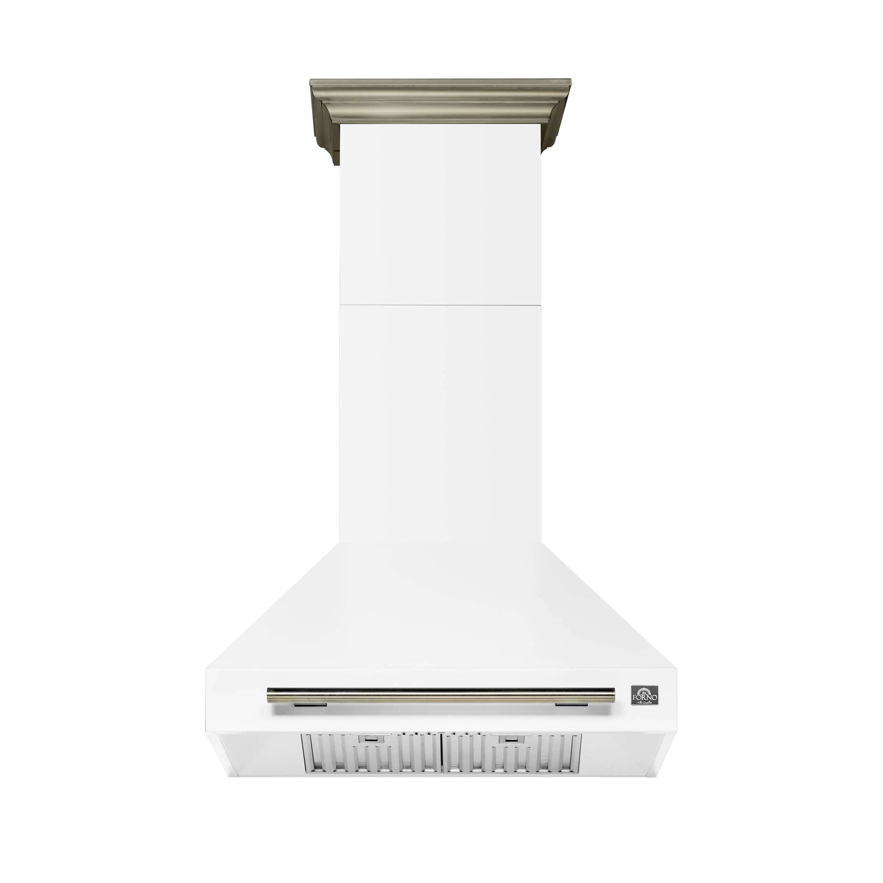 Forno 4-Piece Appliance Package - 30-Inch Espresso Induction Range , Wall Mount Range Hood, 36-Inch French Door Refrigerator, and Dishwasher in White with Antique Brass Handle - Image 12