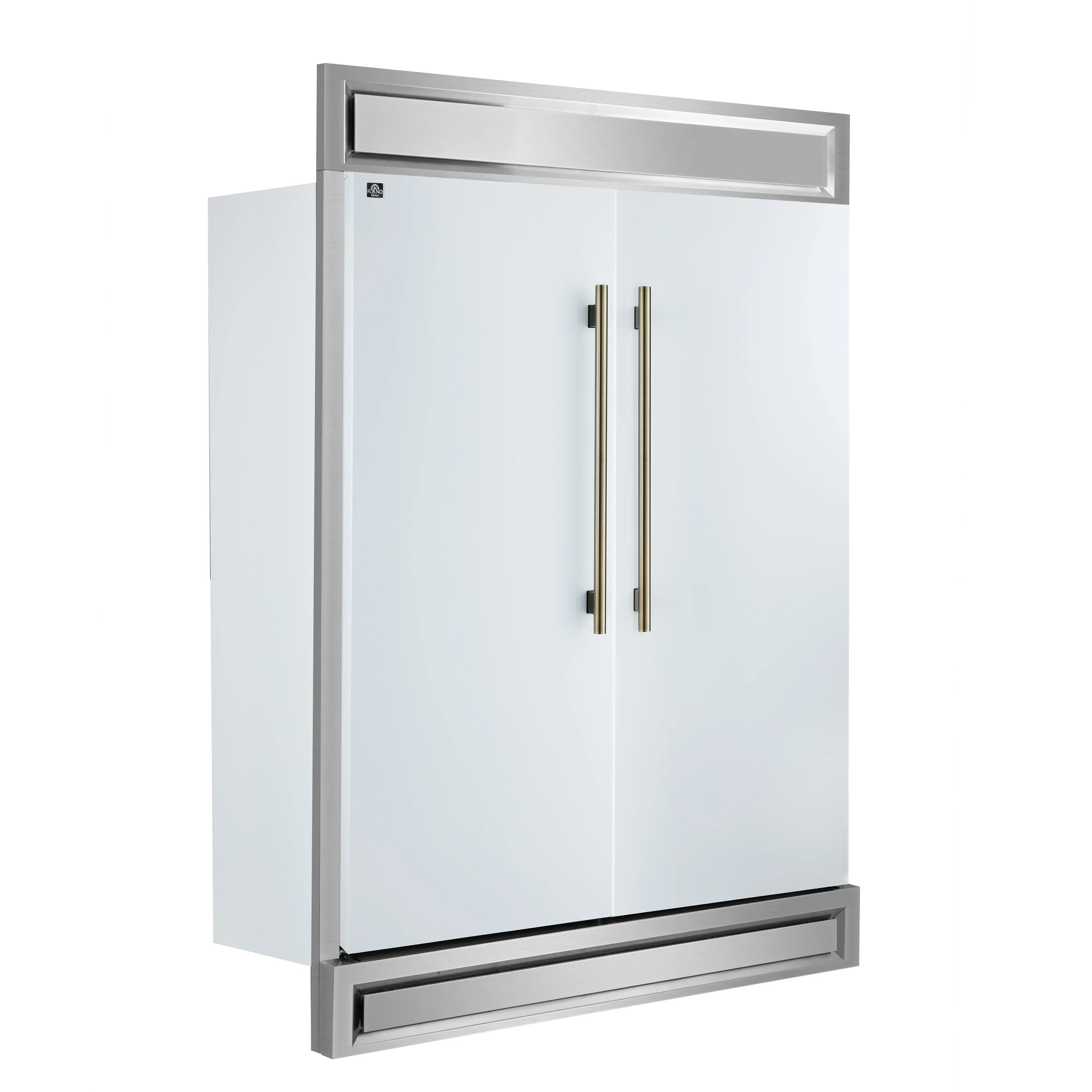 Forno 4-Piece Appliance Package - 30-Inch Espresso Induction Range , Wall Mount Range Hood, 60-Inch Built-In Convertible Refrigerator, and Dishwasher in White with Antique Brass Handle - Image 22
