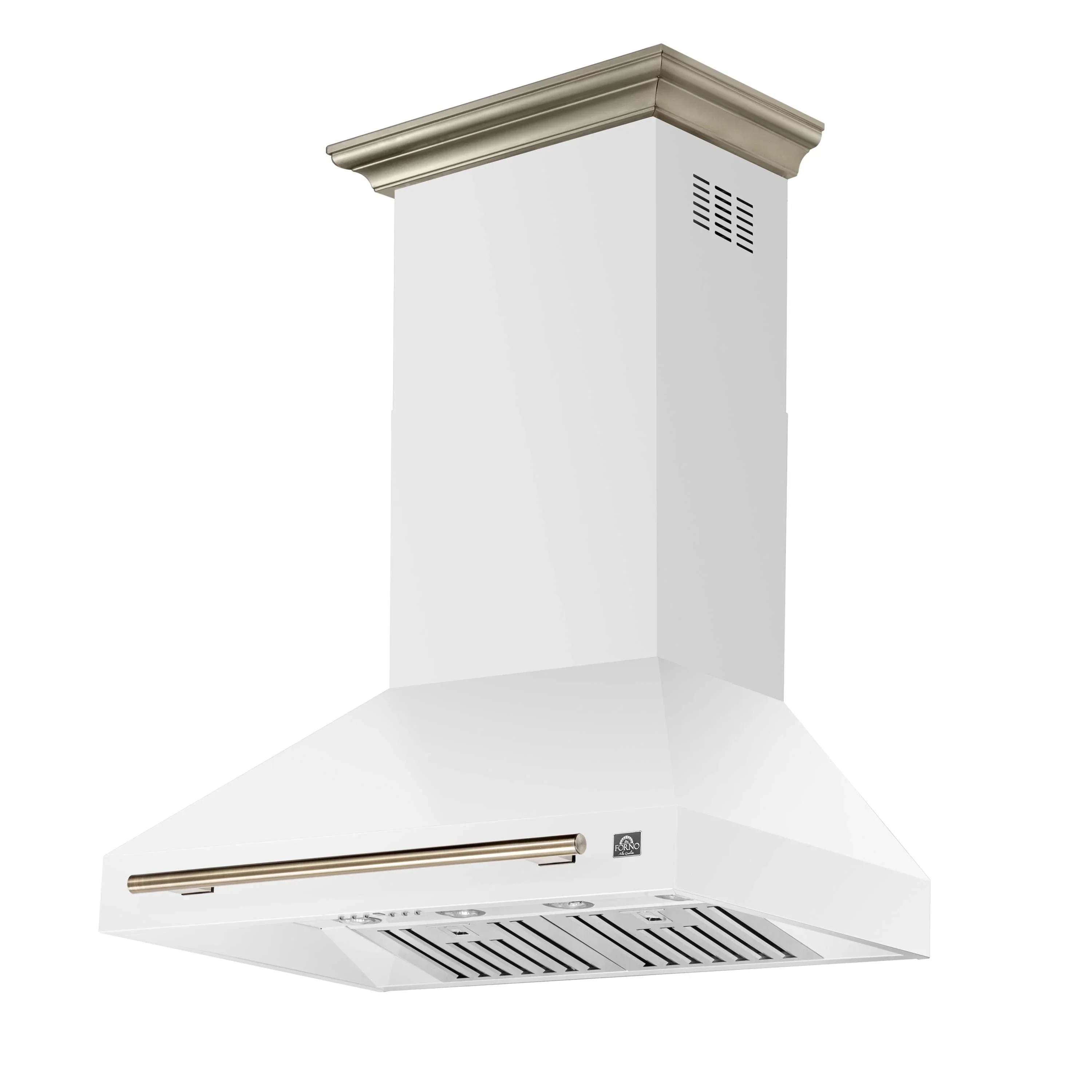 Forno 4-Piece Appliance Package - 36-Inch Dual Fuel Range, Wall Mount Range Hood, 60-Inch Built-In Convertible Refrigerator, and Dishwasher in White with Antique Brass Handle - Image 20