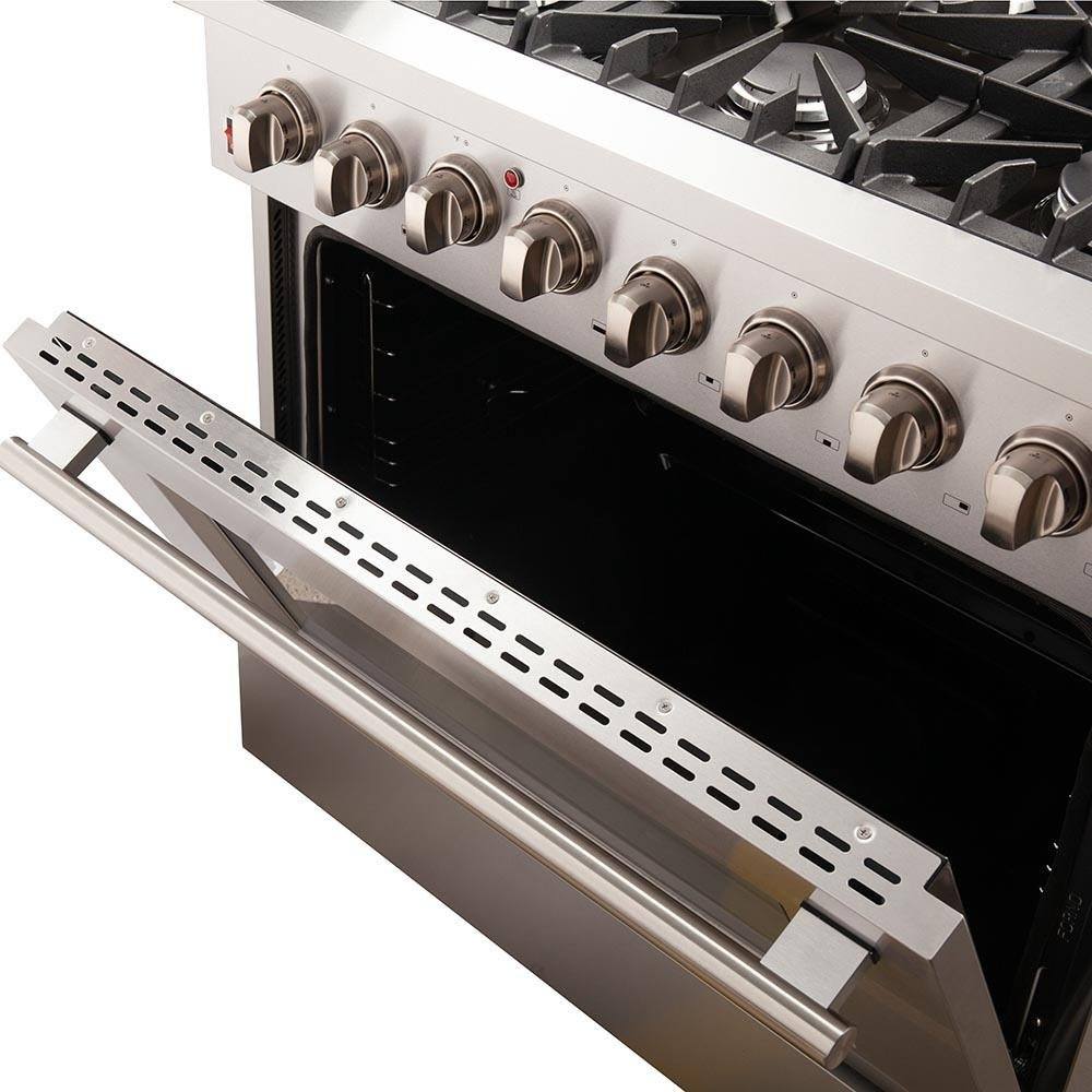 Forno 4-Piece Appliance Package - 36-Inch Dual Fuel Range, Wall Mount Range Hood, 36-Inch French Door Refrigerator, and Dishwasher in Stainless Steel - Image 11
