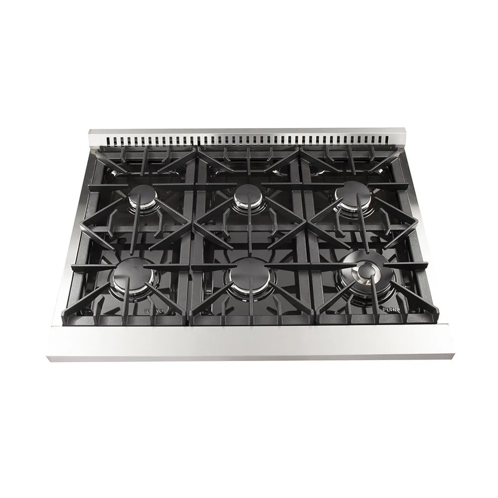 Forno 4-Piece Appliance Package - 36-Inch Dual Fuel Range, Wall Mount Range Hood, 36-Inch French Door Refrigerator, and Dishwasher in Stainless Steel - Image 7