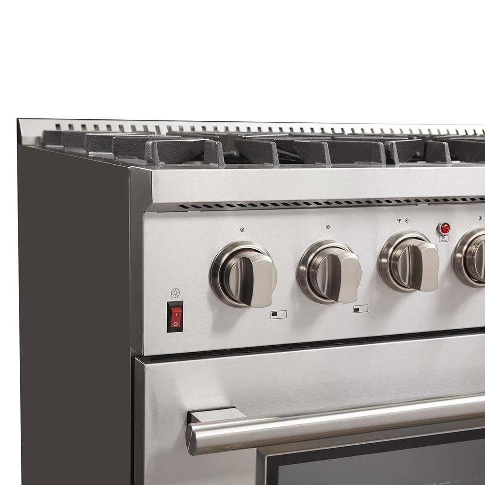 Forno 4-Piece Appliance Package - 36-Inch Dual Fuel Range, Wall Mount Range Hood, 60-Inch Built-In Convertible Refrigerator, and Dishwasher in Stainless Steel - Image 12