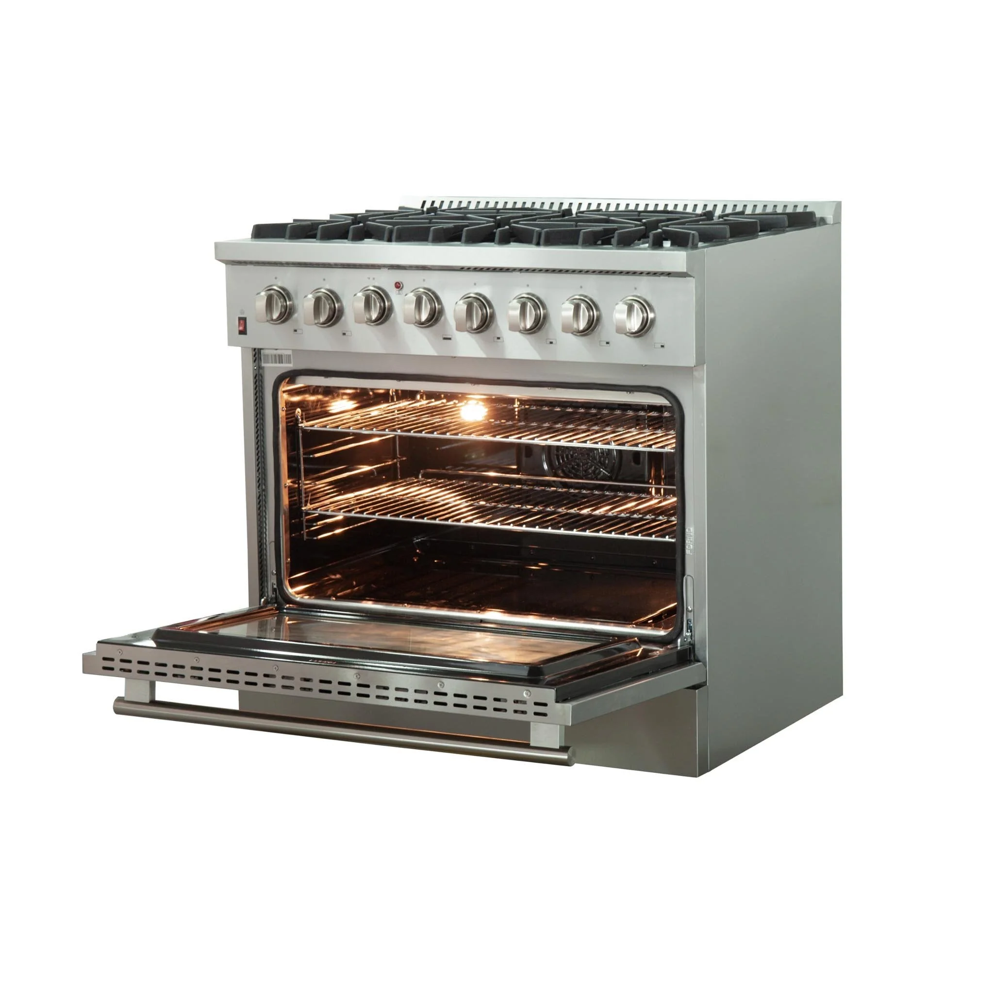 Forno 4-Piece Appliance Package - 36-Inch Dual Fuel Range, Wall Mount Range Hood, 60-Inch Built-In Convertible Refrigerator, and Dishwasher in Stainless Steel - Image 5