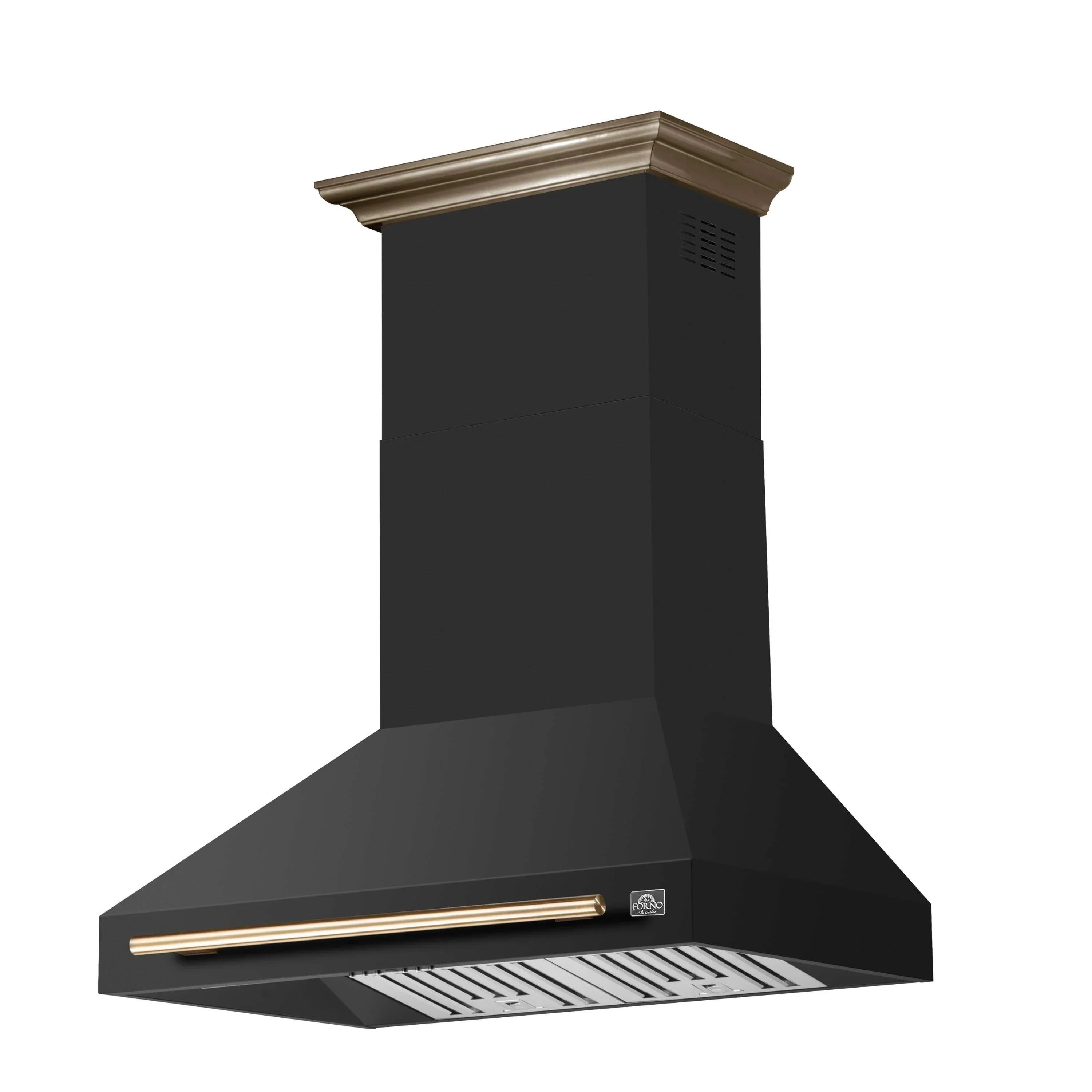 Forno 4-Piece Appliance Package - 36-Inch Gas Range, Wall Mount Range Hood, 36-Inch French Door Refrigerator, and Dishwasher in Black with Antique Brass Handle - Image 21