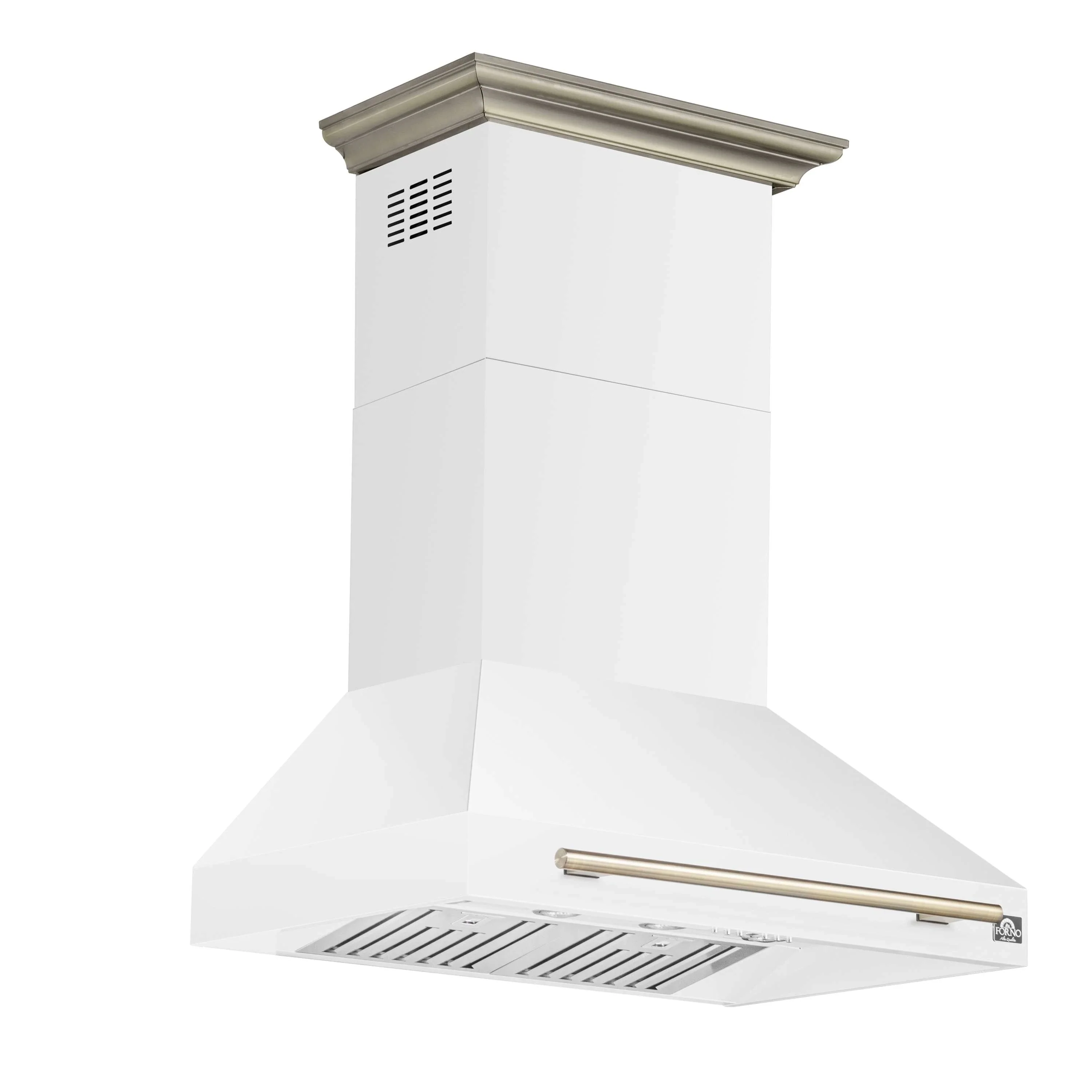 Forno 4-Piece Appliance Package - 36-Inch Gas Range, Wall Mount Range Hood, 36-Inch French Door Refrigerator, and Dishwasher in White with Antique Brass Handle - Image 19