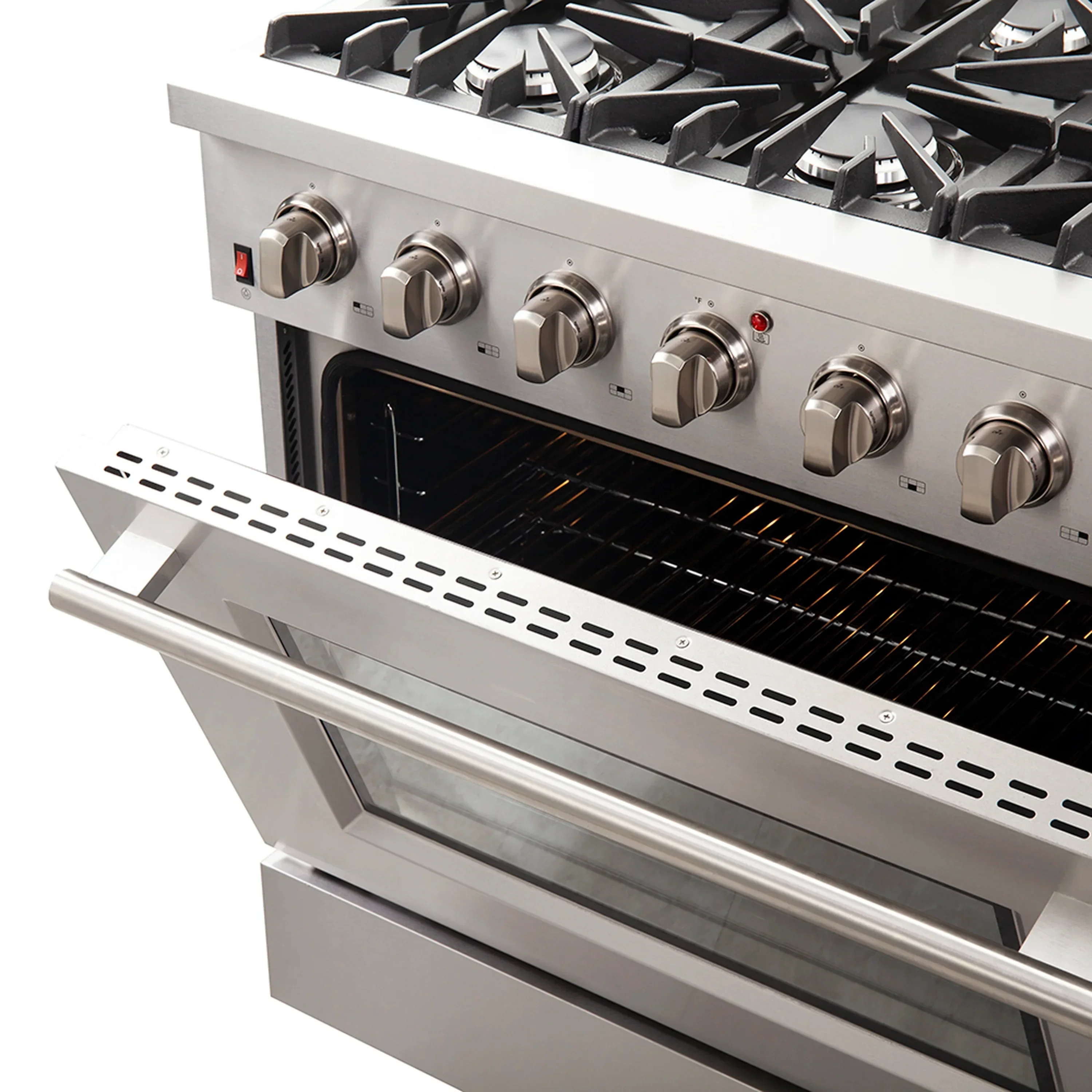Forno 4-Piece Appliance Package - 36-Inch Gas Range, Wall Mount Range Hood, 36-Inch French Door Refrigerator, and Dishwasher in Stainless Steel - Image 10