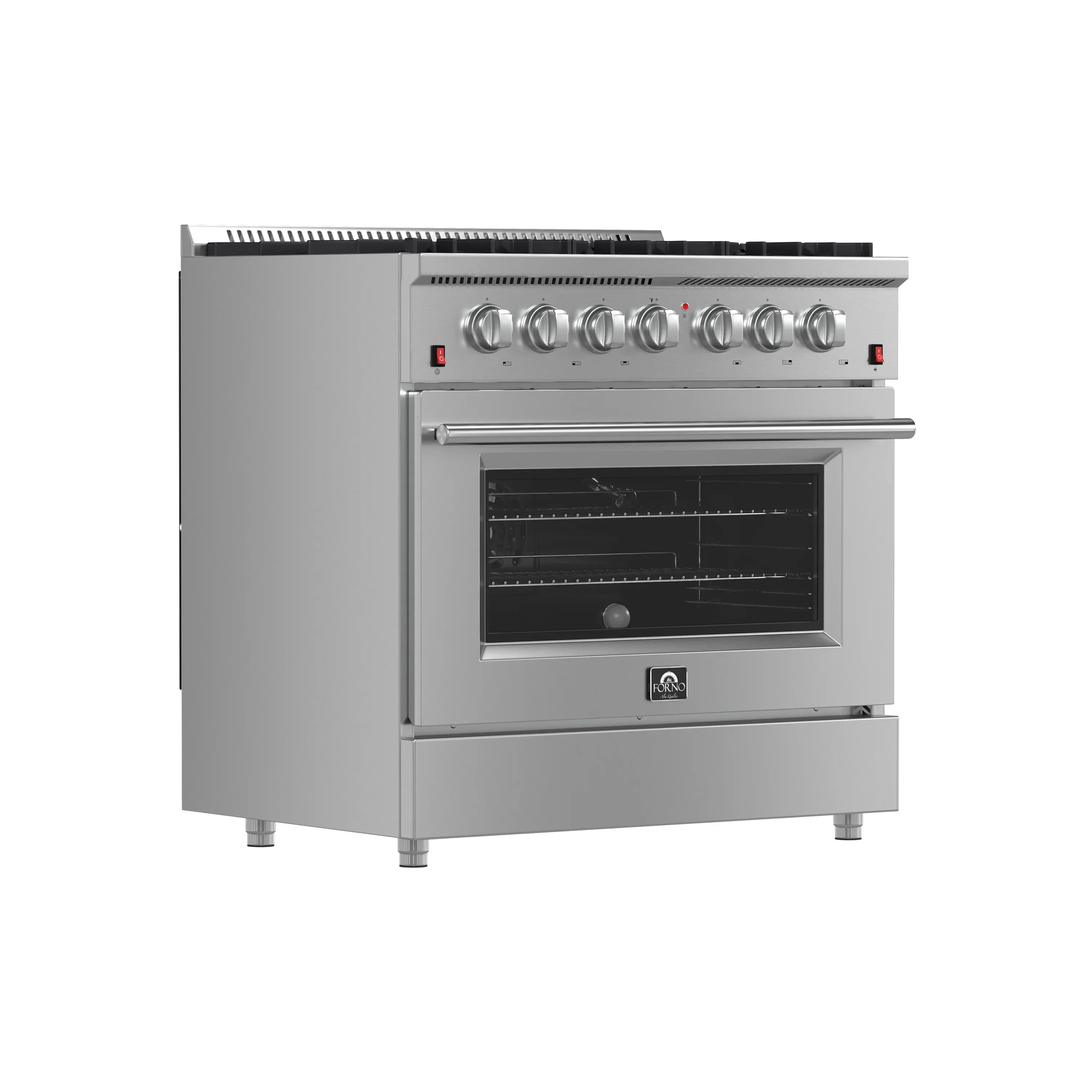 Forno 4-Piece Appliance Package - 36-Inch Gas Range, Wall Mount Range Hood, 36-Inch French Door Refrigerator, and Dishwasher in Stainless Steel - Image 4