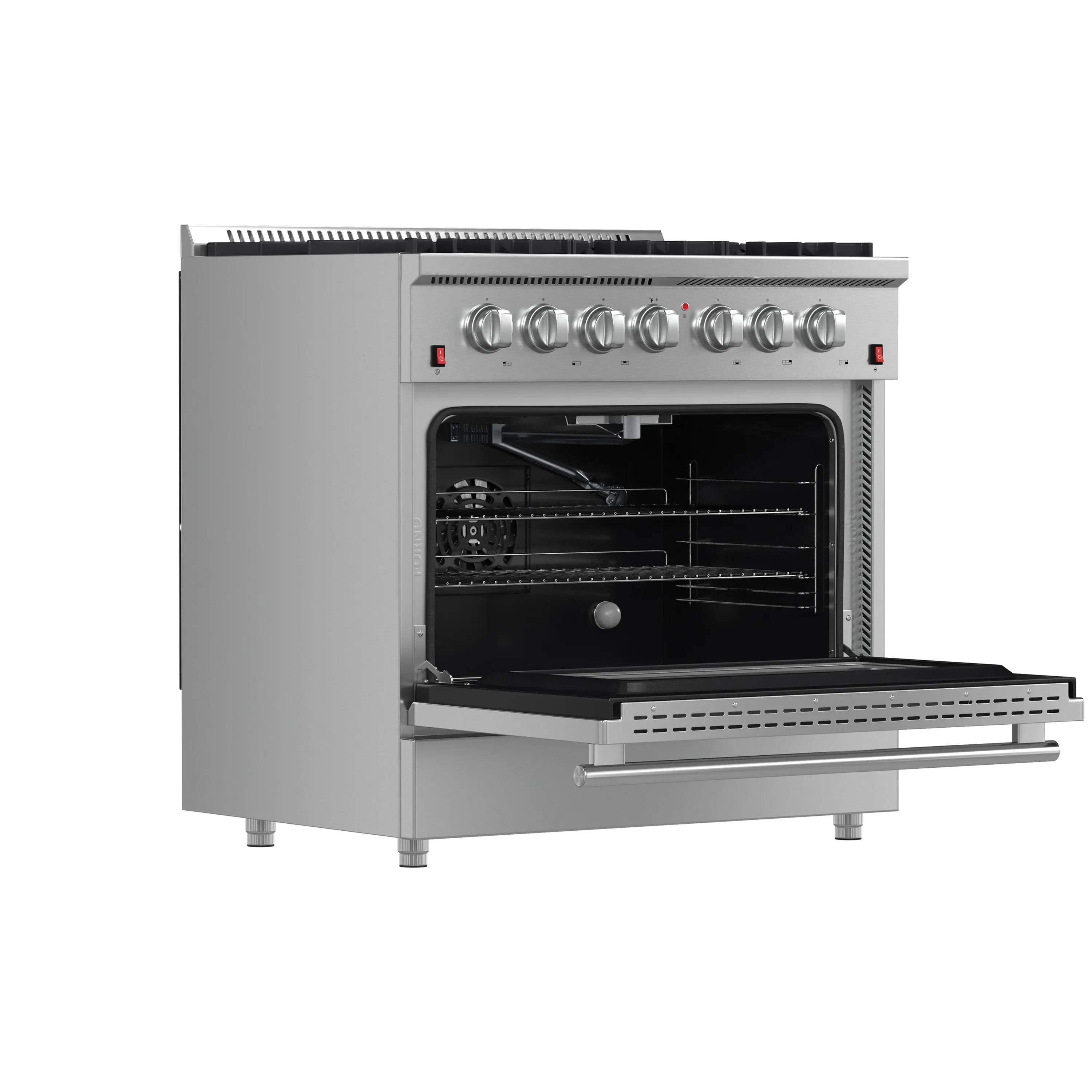 Forno 4-Piece Appliance Package - 36-Inch Gas Range, Wall Mount Range Hood, 36-Inch French Door Refrigerator, and Dishwasher in Stainless Steel - Image 6