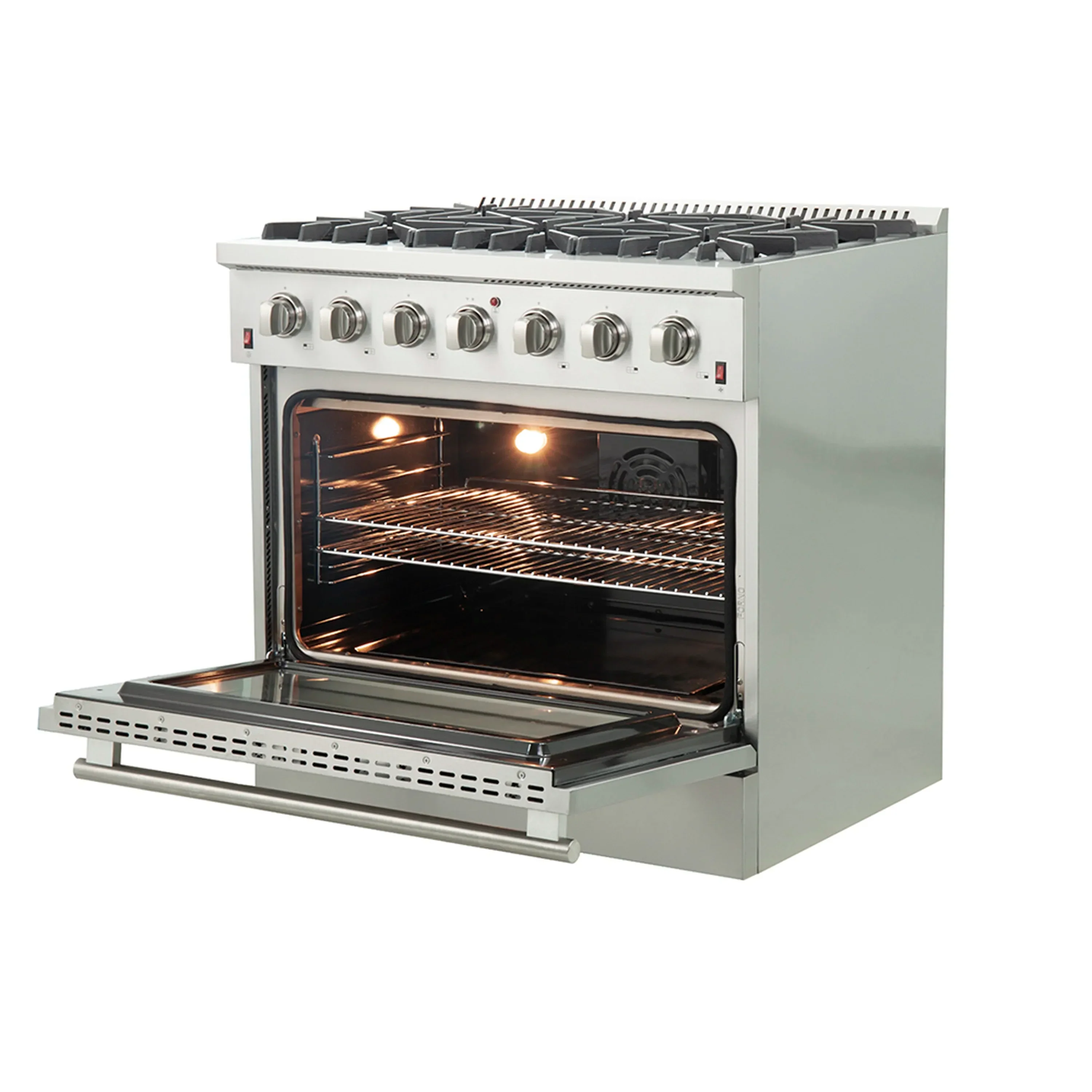 Forno 4-Piece Appliance Package - 36-Inch Gas Range, Wall Mount Range Hood, 36-Inch French Door Refrigerator, and Dishwasher in Stainless Steel - Image 7