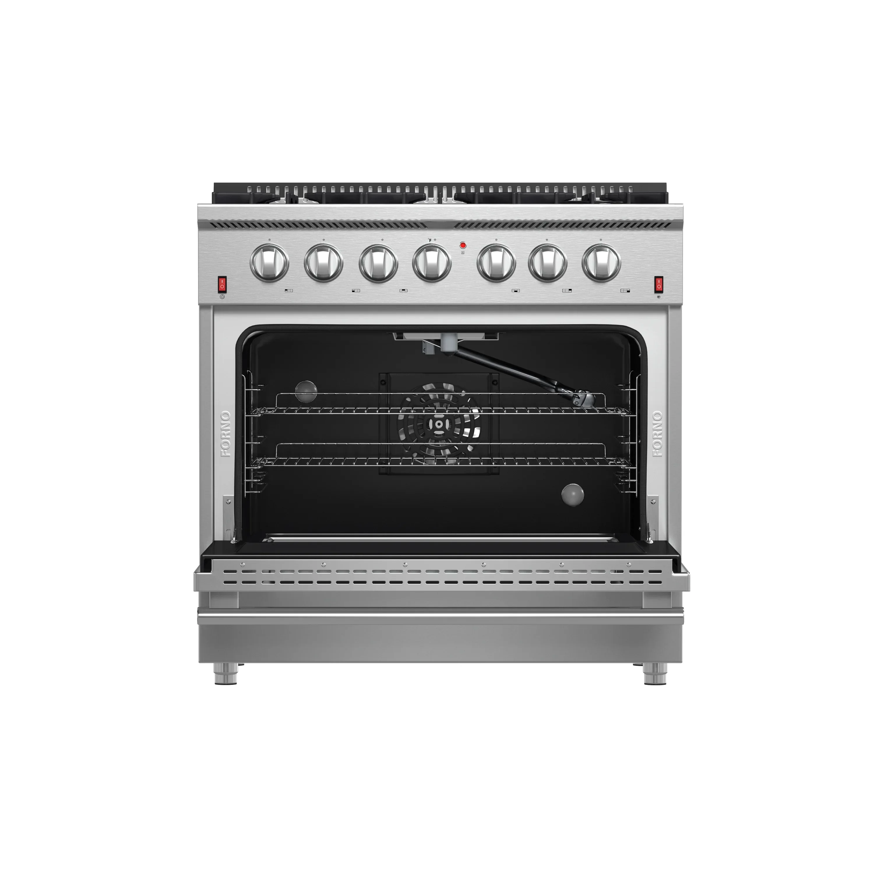 Forno 4-Piece Appliance Package - 36-Inch Gas Range, Wall Mount Range Hood, 36-Inch French Door Refrigerator, and Dishwasher in Stainless Steel - Image 8