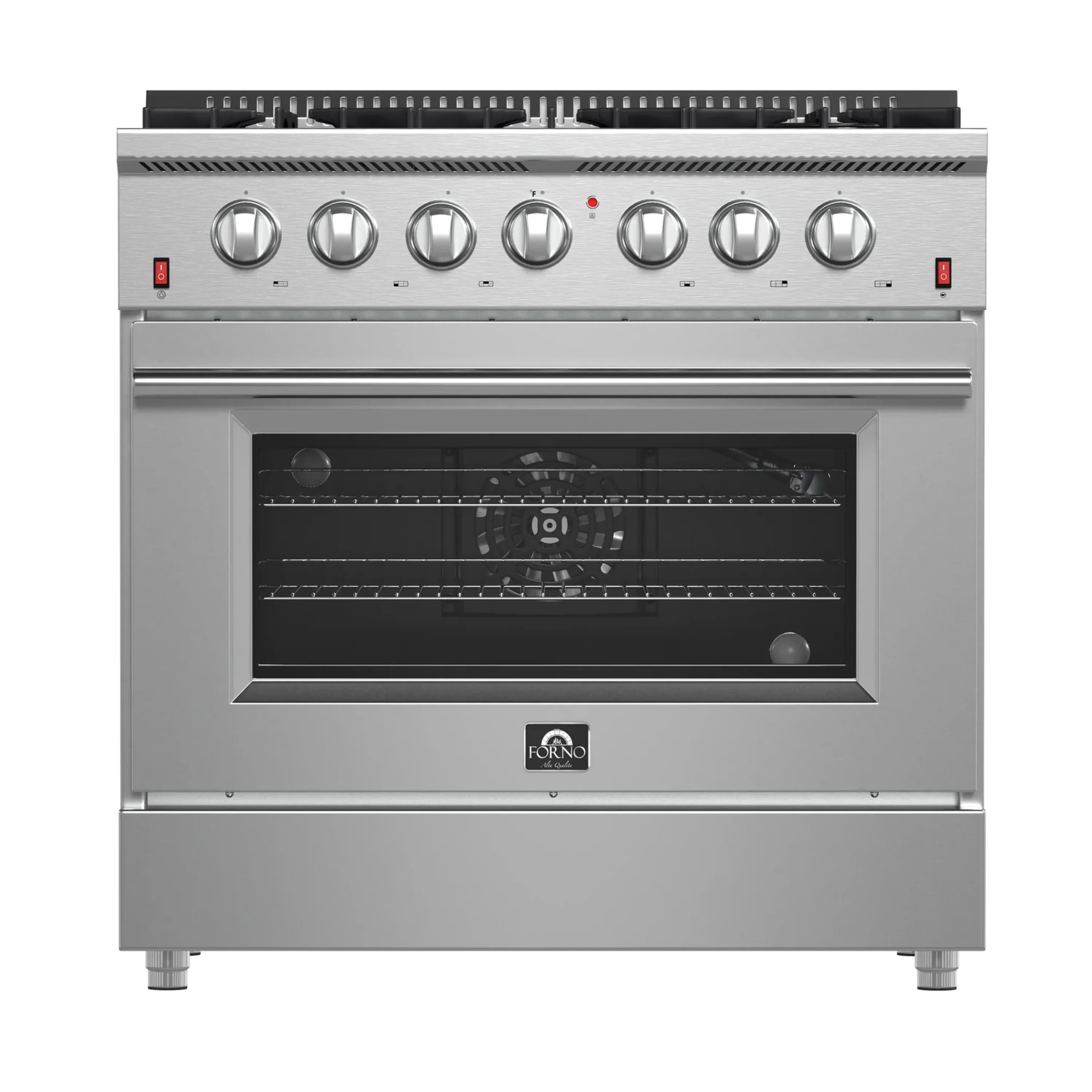Forno 4-Piece Appliance Package - 36-Inch Gas Range, Wall Mount Range Hood, 60-Inch Built-In Convertible Refrigerator, and Dishwasher in Stainless Steel - Image 2