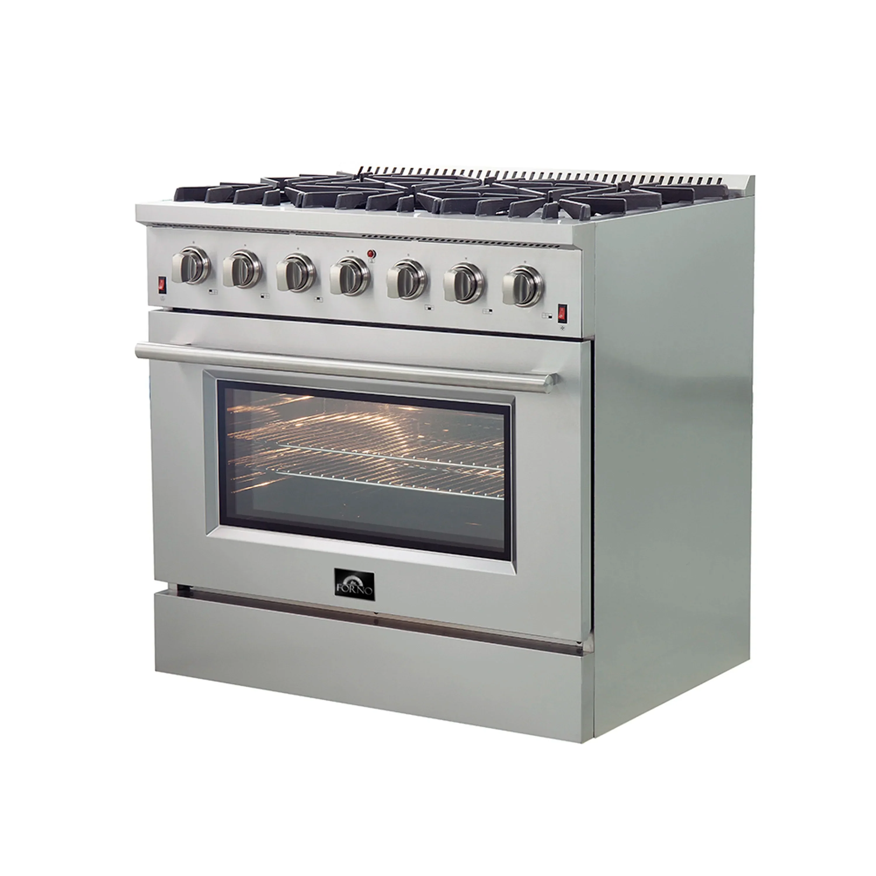 Forno 4-Piece Appliance Package - 36-Inch Gas Range, Wall Mount Range Hood, 60-Inch Built-In Convertible Refrigerator, and Dishwasher in Stainless Steel - Image 5