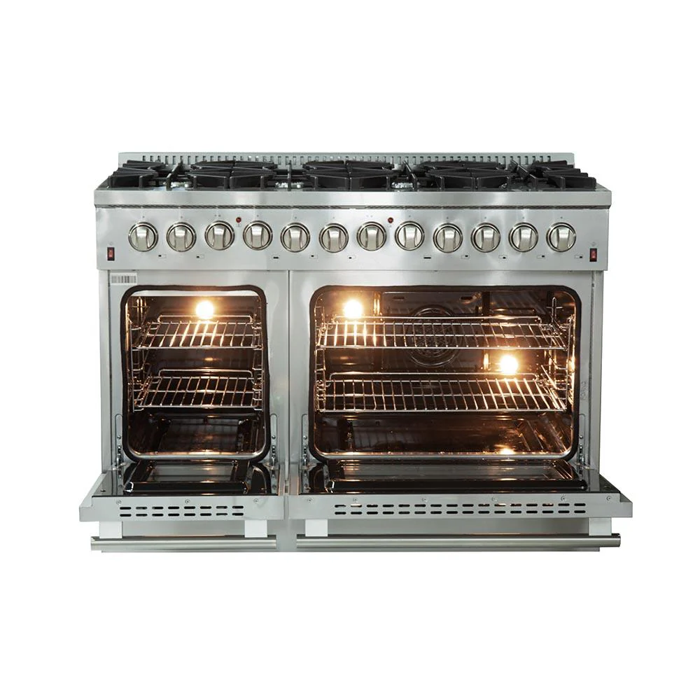 Forno 4-Piece Appliance Package - 48-Inch Dual Fuel Range, 60-Inch Pro-Style Refrigerator, Wall Mount Hood, & 3-Rack Dishwasher in Stainless Steel - Image 3