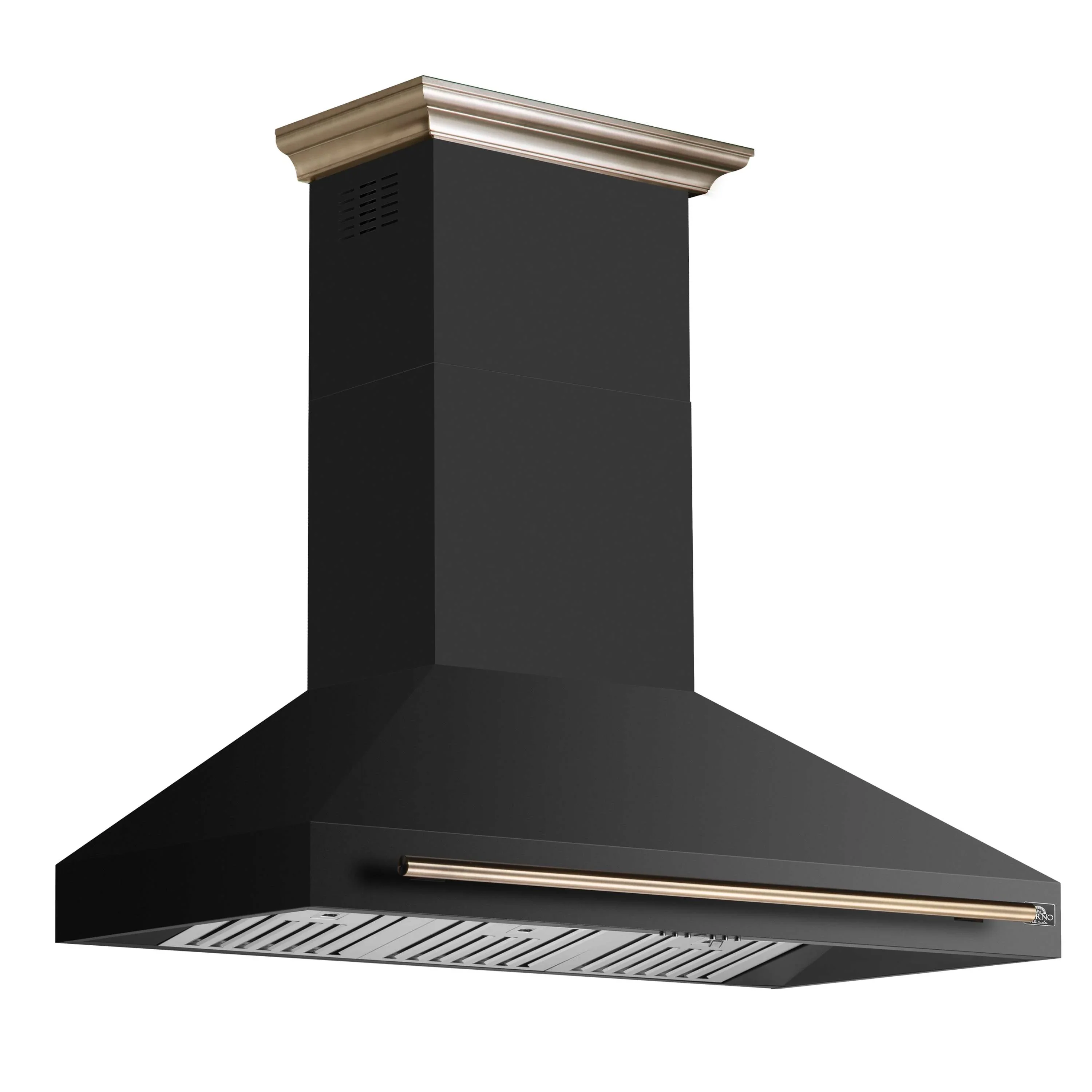 Forno 4-Piece Appliance Package - 48-Inch Dual Fuel Range, Wall Mount Range Hood, 60-Inch Built-In Convertible Refrigerator, and Dishwasher in Black with Antique Brass Handle - Image 19
