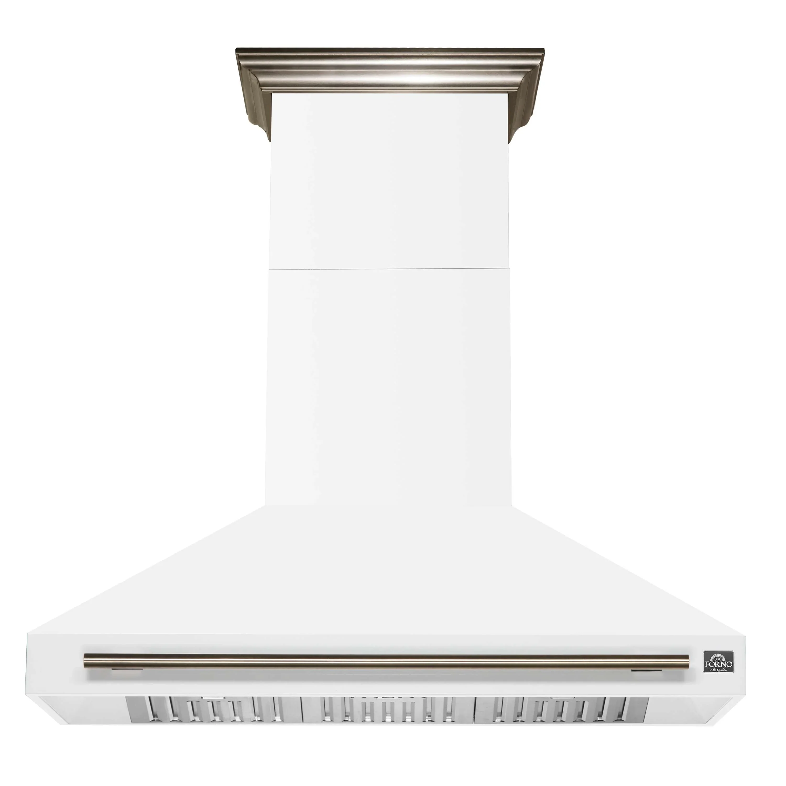 Forno 4-Piece Appliance Package - 48-Inch Dual Fuel Range, Wall Mount Range Hood, 36-Inch French Door Refrigerator, and Dishwasher in White with Antique Brass Handle - Image 12