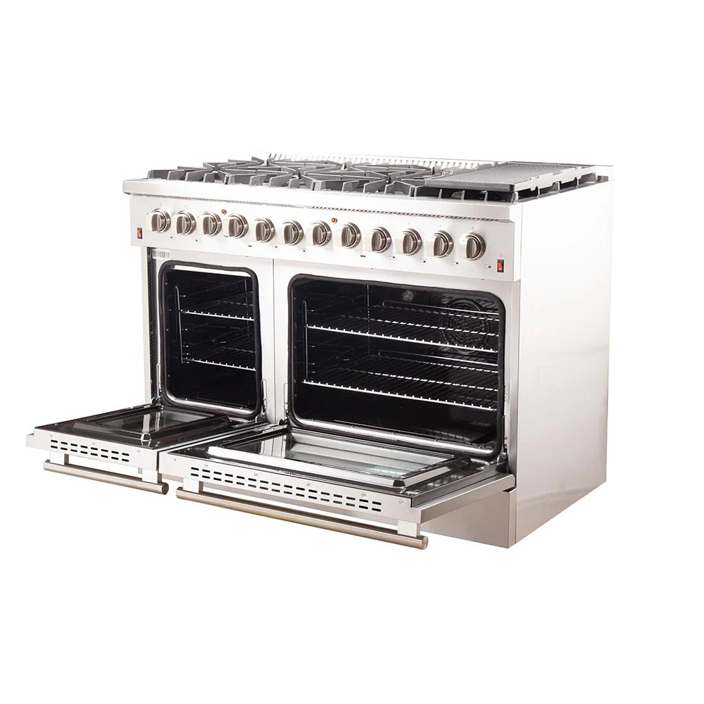Forno 4-Piece Appliance Package - 48-Inch Dual Fuel Range, Wall Mount Range Hood, 60-Inch Built-In Convertible Refrigerator, and Dishwasher in Stainless Steel - Image 7