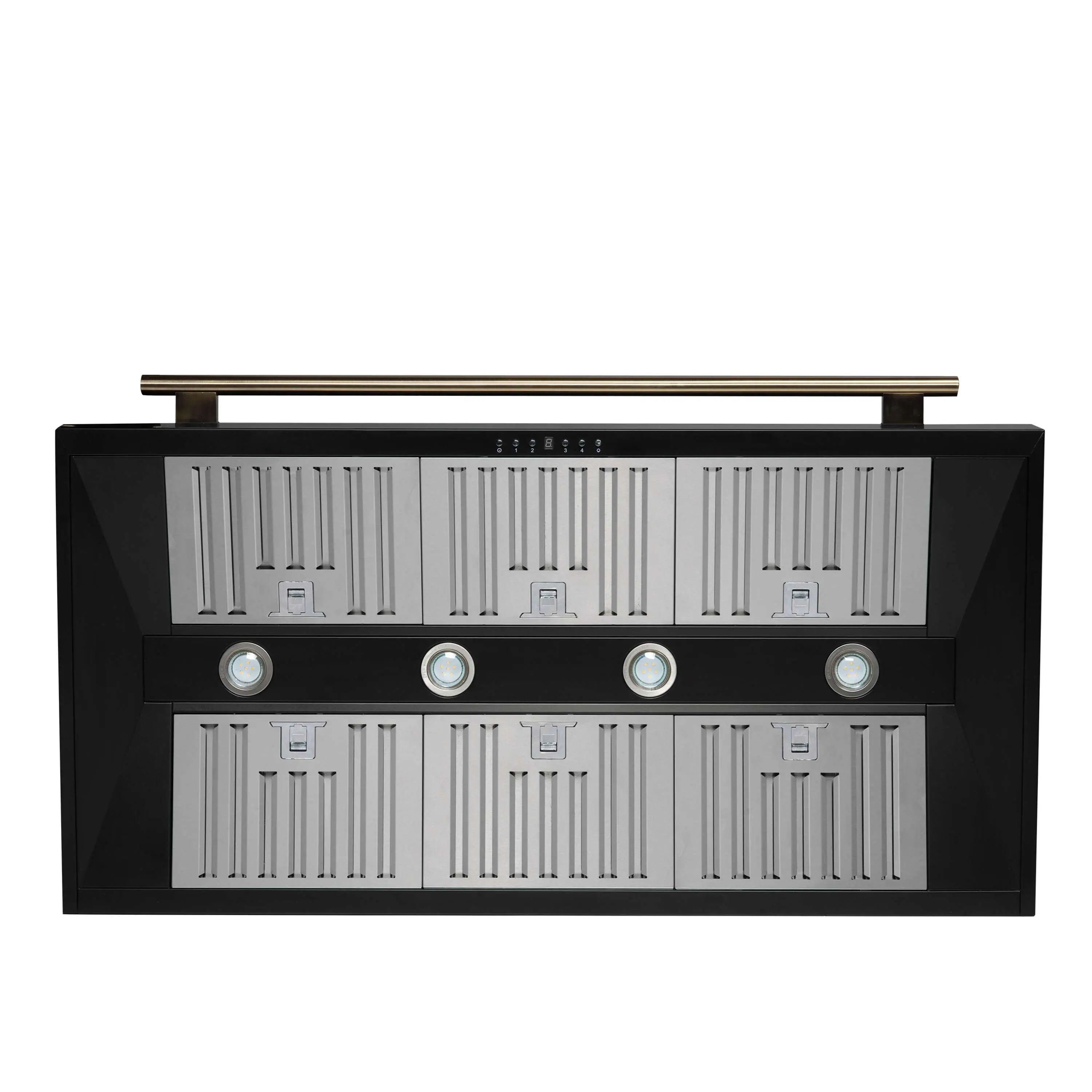Forno 4-Piece Appliance Package - 48-Inch Gas Range, Wall Mount Range Hood, 60-Inch Built-In Convertible Refrigerator, and Dishwasher in Black with Antique Brass Handle - Image 21