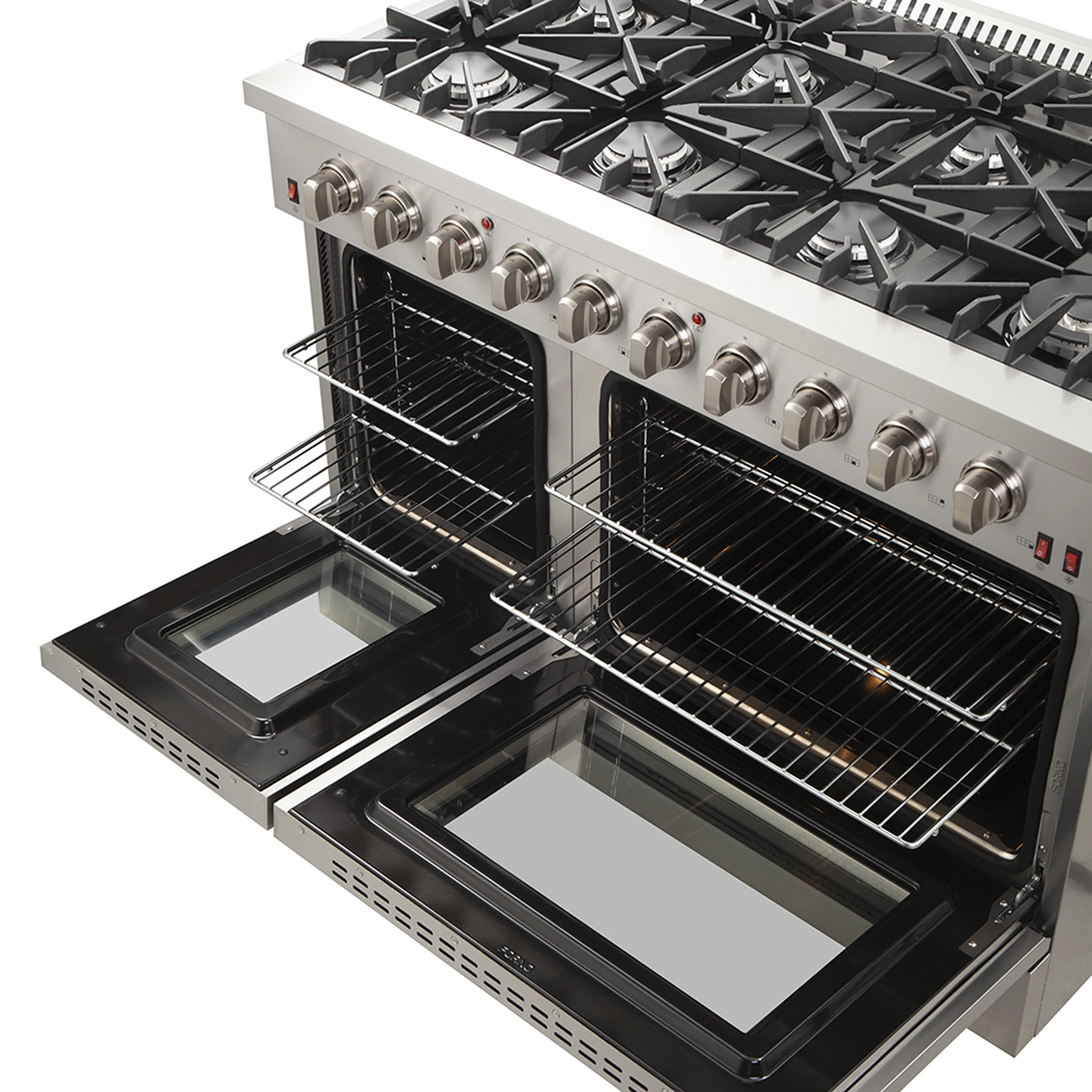 Forno 4-Piece Appliance Package - 48-Inch Gas Range, Wall Mount Range Hood, 36-Inch French Door Refrigerator, and Dishwasher in Stainless Steel - Image 13