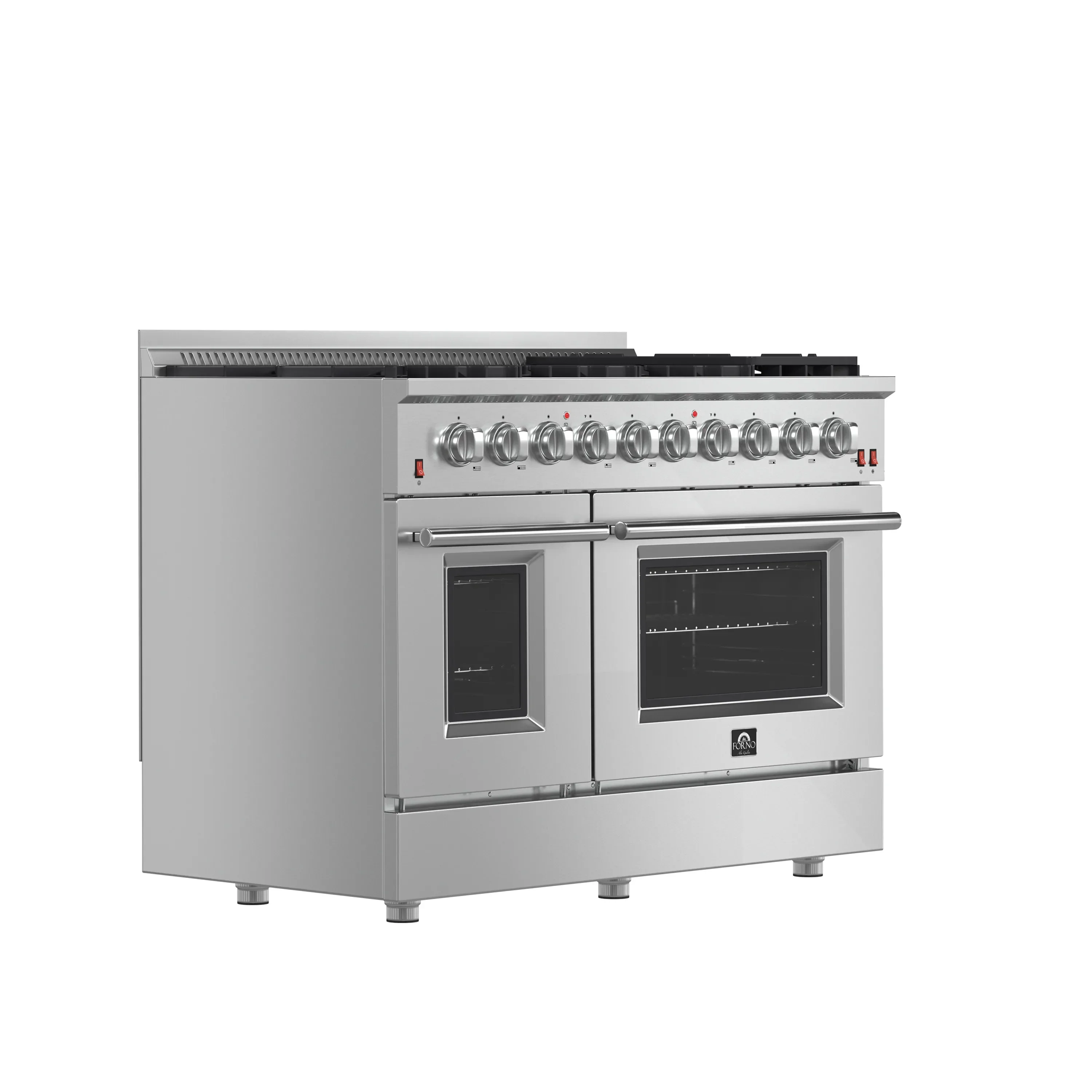 Forno 4-Piece Appliance Package - 48-Inch Gas Range, Wall Mount Range Hood, 36-Inch French Door Refrigerator, and Dishwasher in Stainless Steel - Image 3